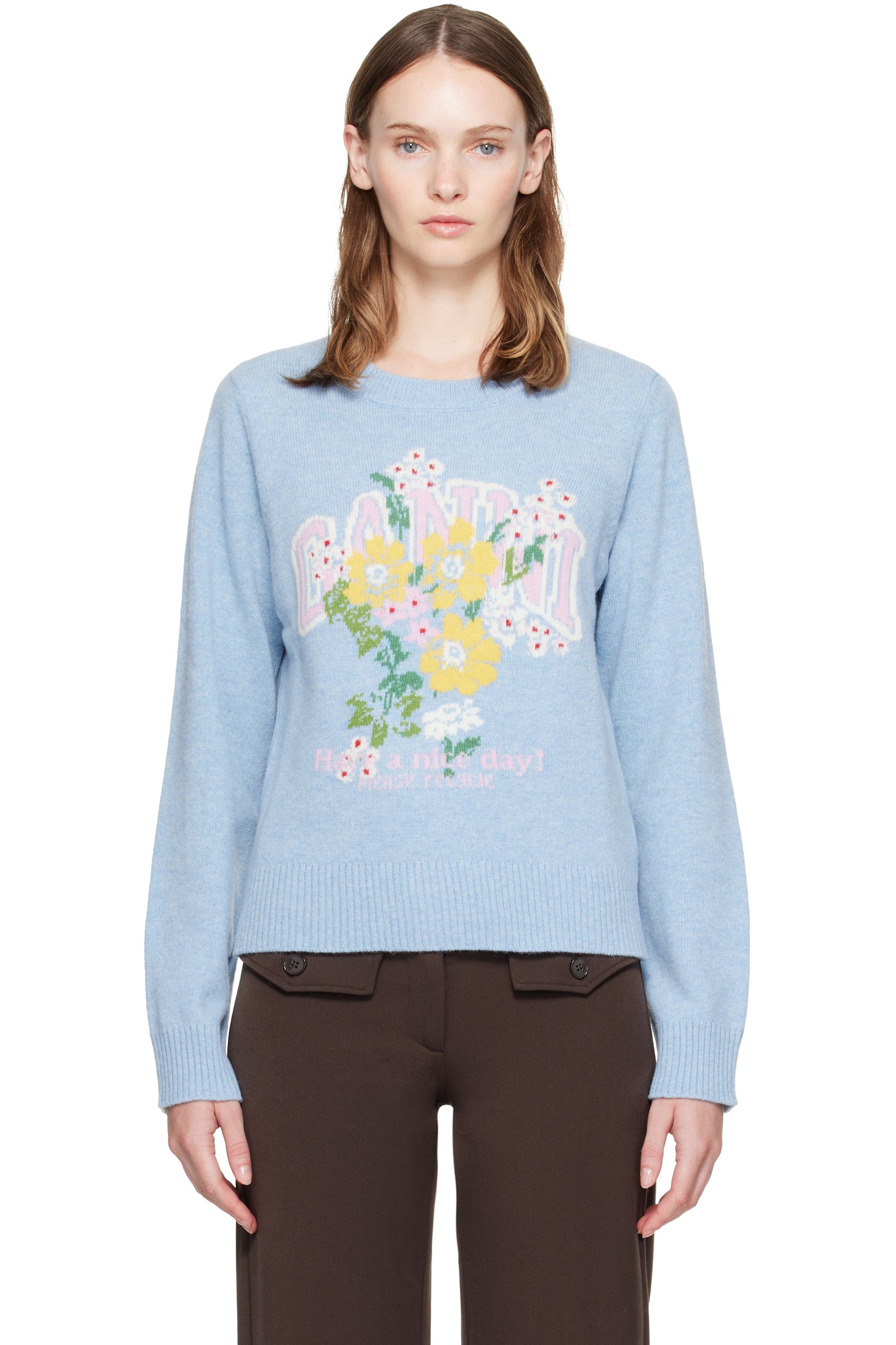 GANNI - Blue Flowers Sweater