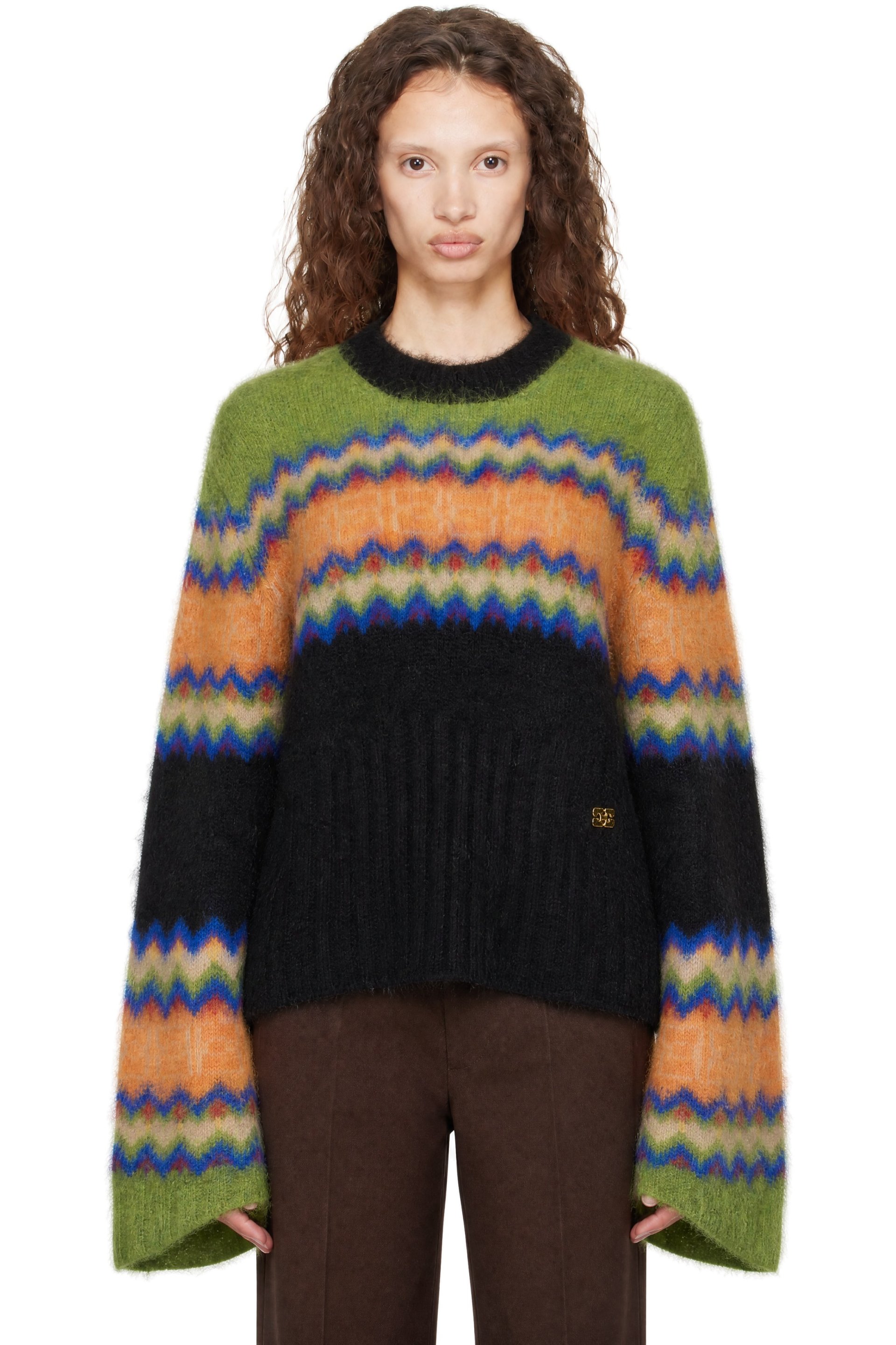 GANNI - Green Fairisle Alpaca Sweater