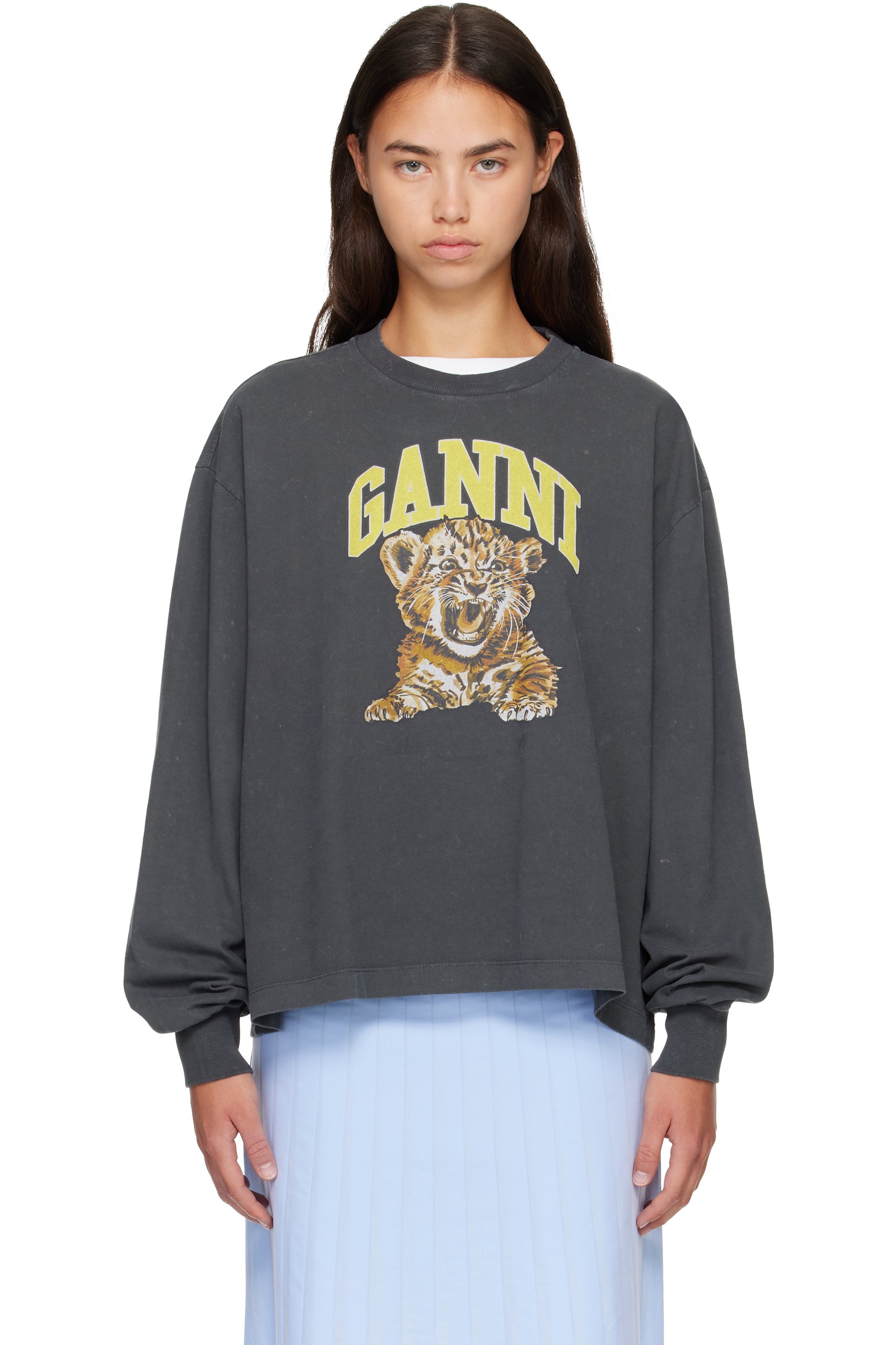 GANNI - Gray Tiger Long-sleeve T-shirt