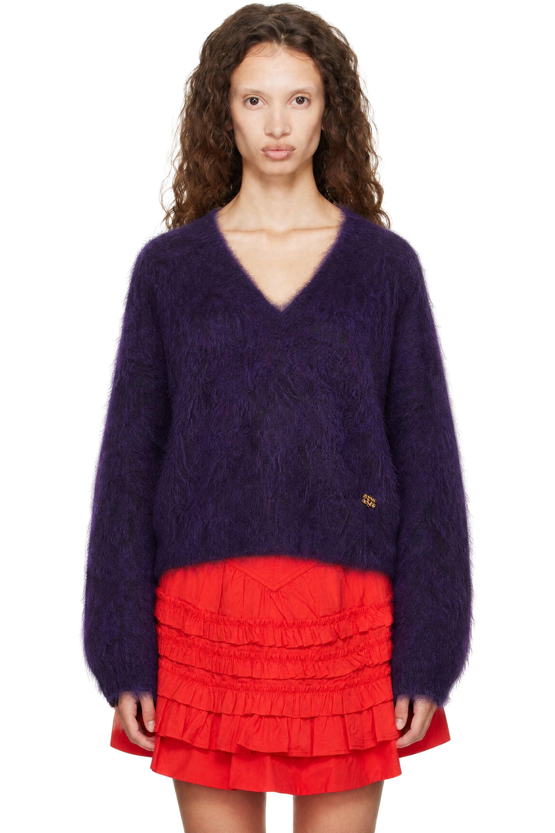 GANNI - Purple Brushed Mohair Sweater