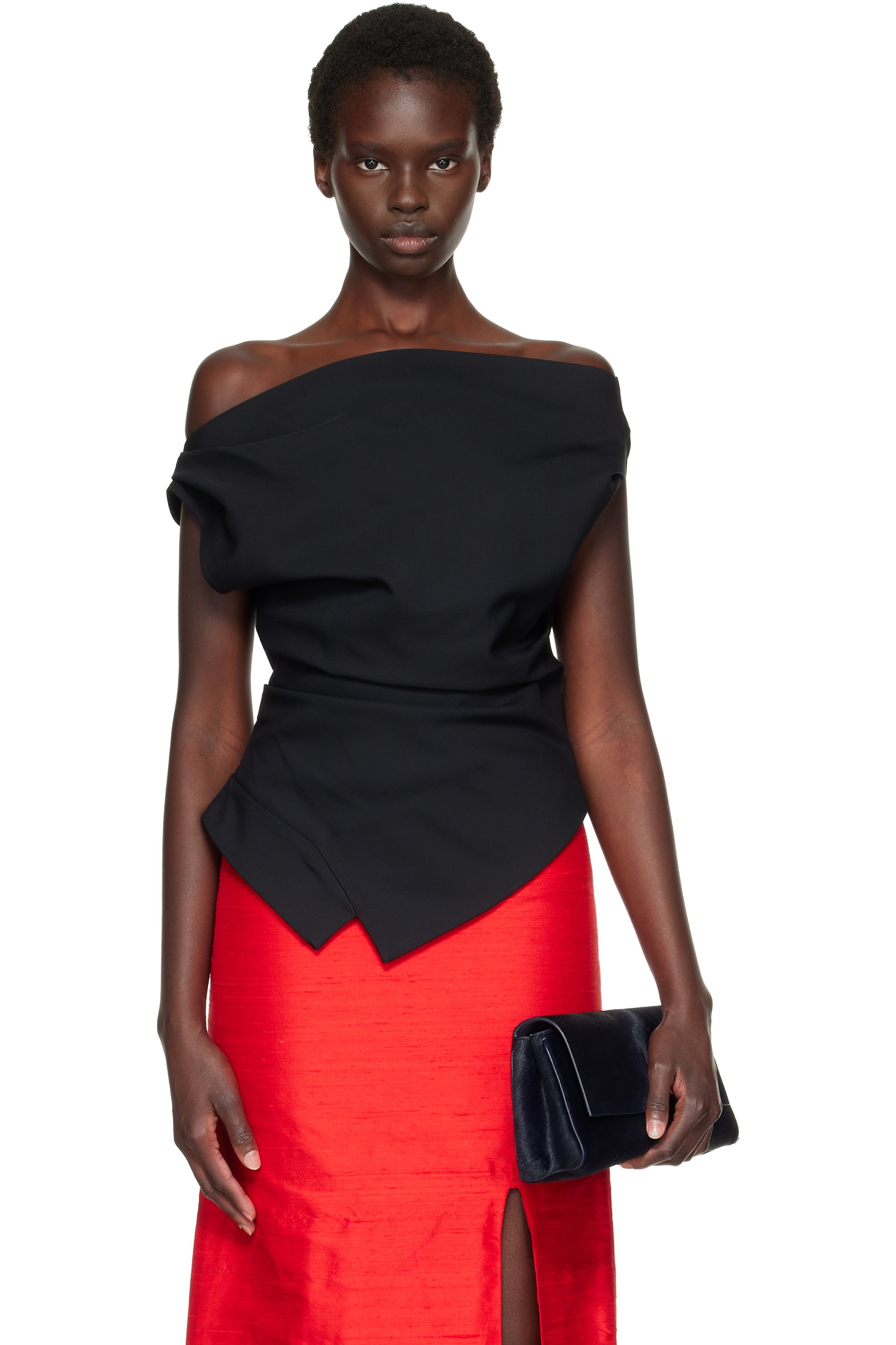 Róhe - Black Off-Shoulder Lapel Top