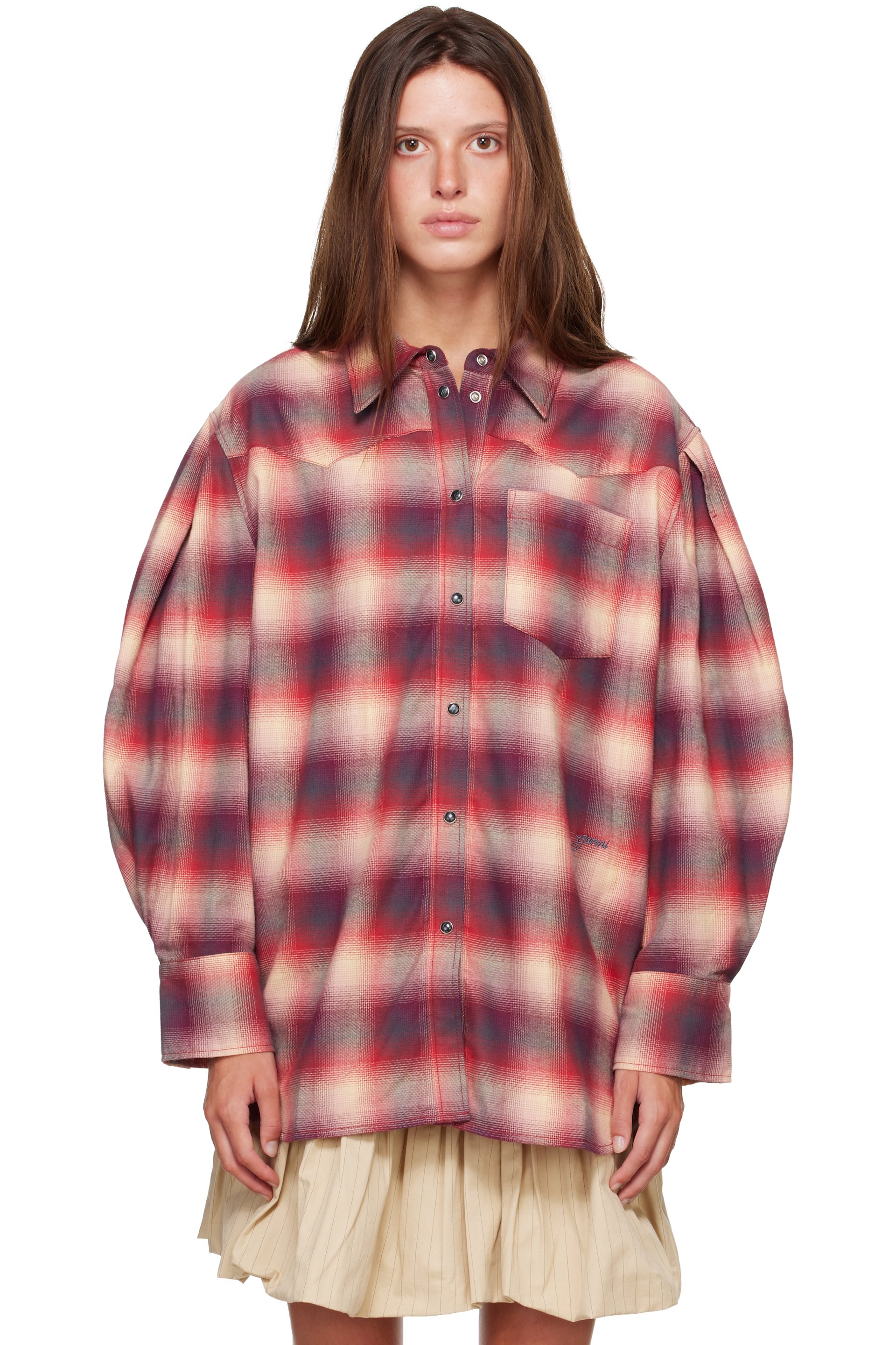 GANNI - Red Check Flannel Shirt