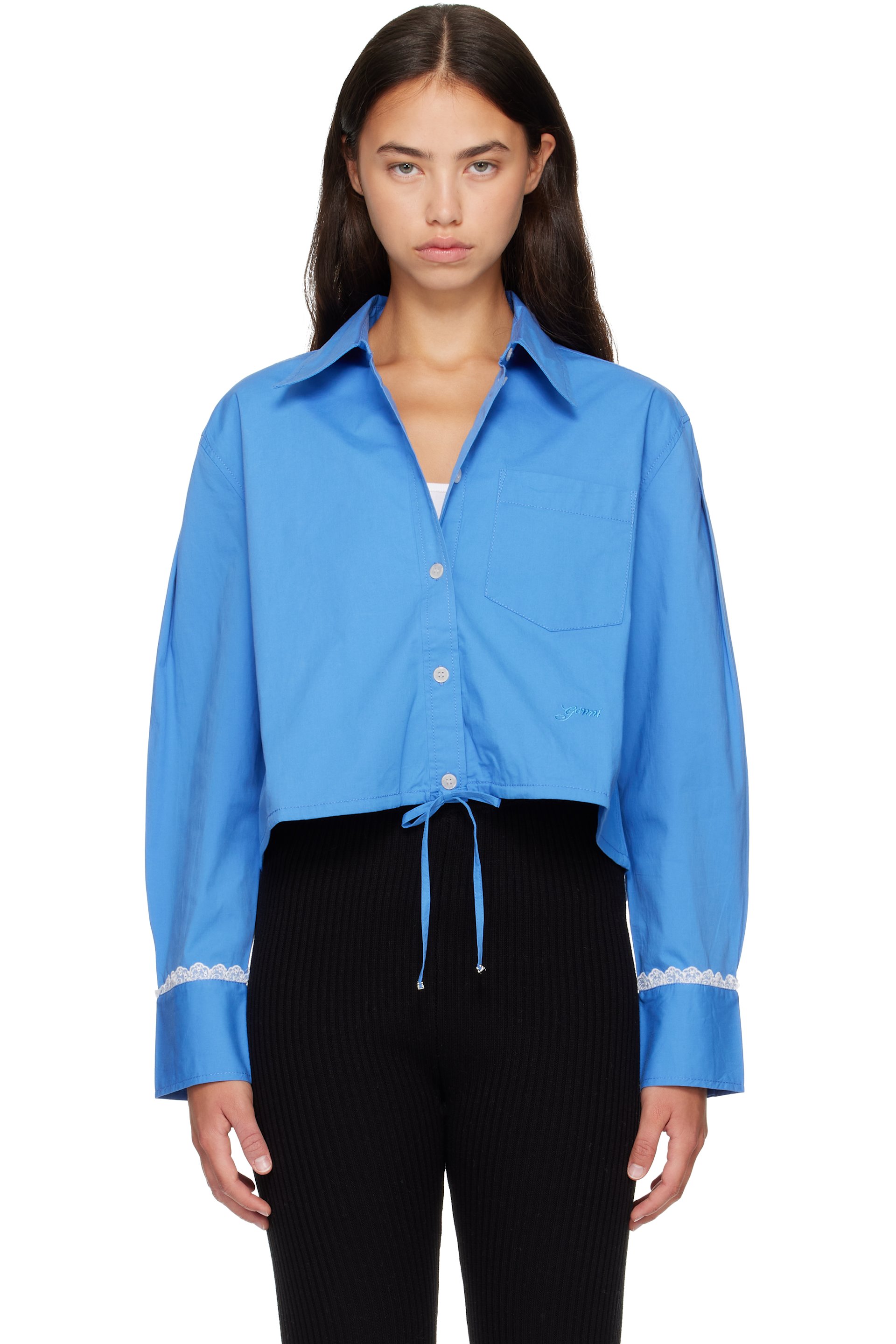 GANNI - Blue Cotton Shirt