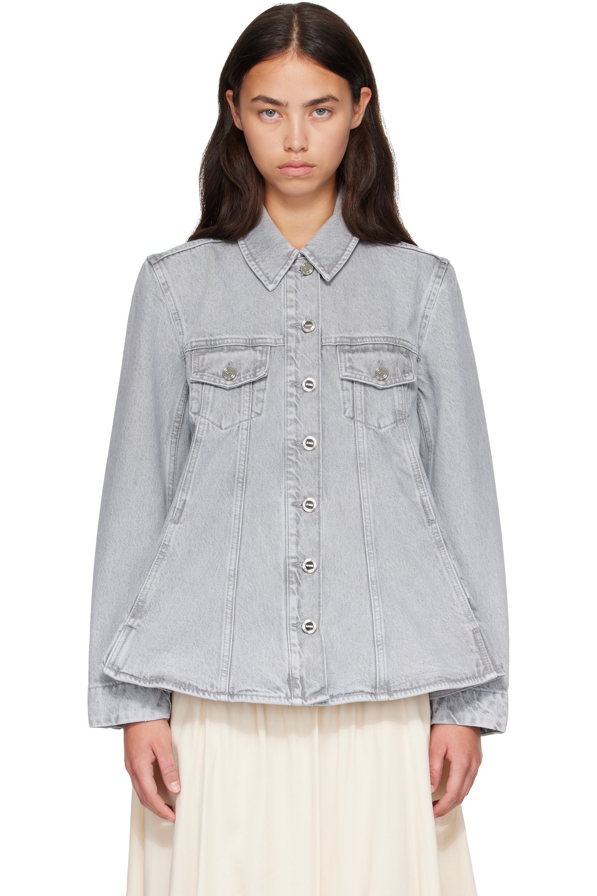 GANNI - Gray Rigid Denim A-Line Overshirt
