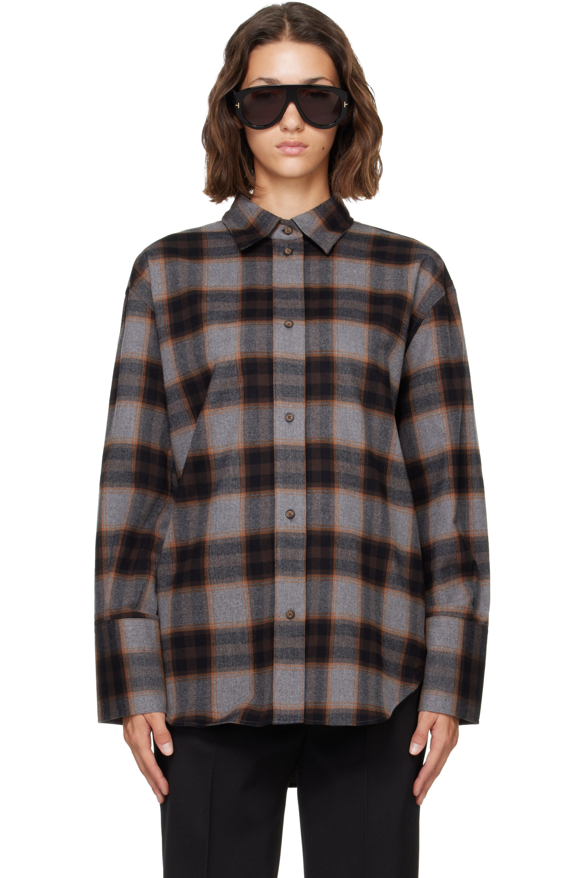 Róhe - Gray Flannel Check Overshirt