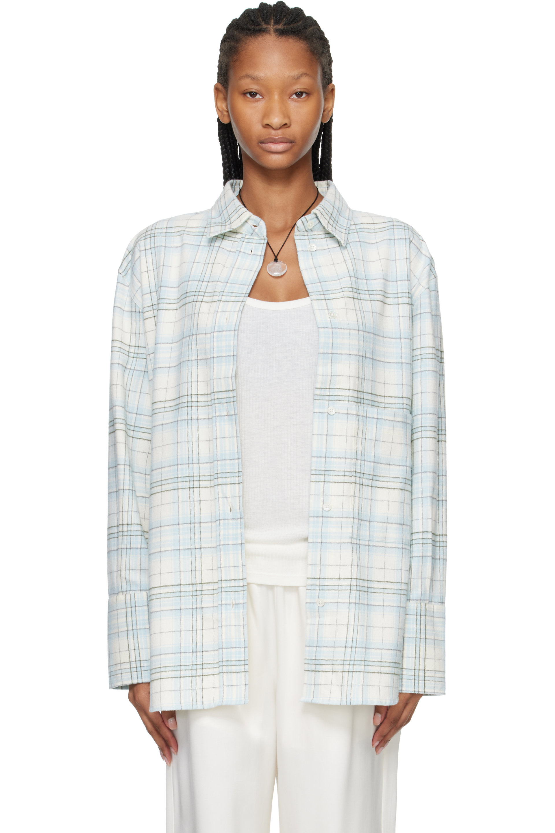Róhe - Blue Flannel Check Shirt