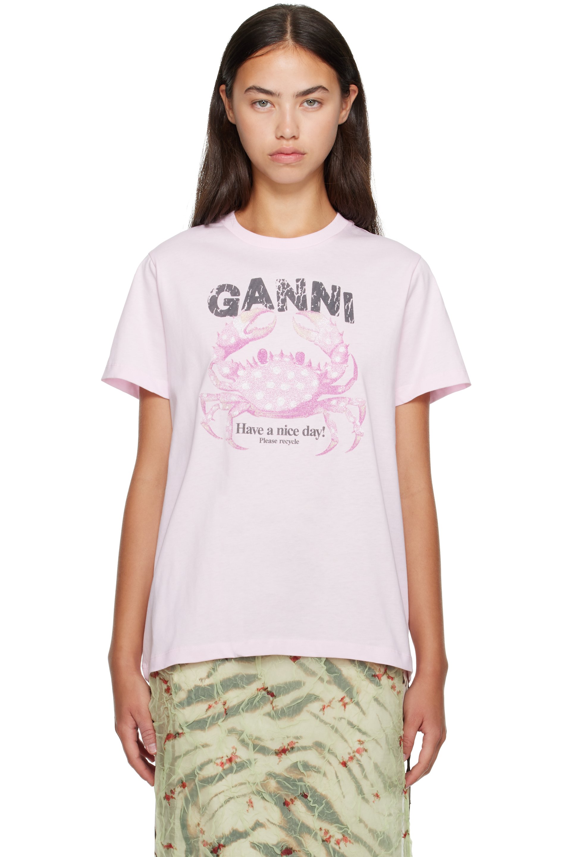 GANNI - 粉色 Crab T 恤