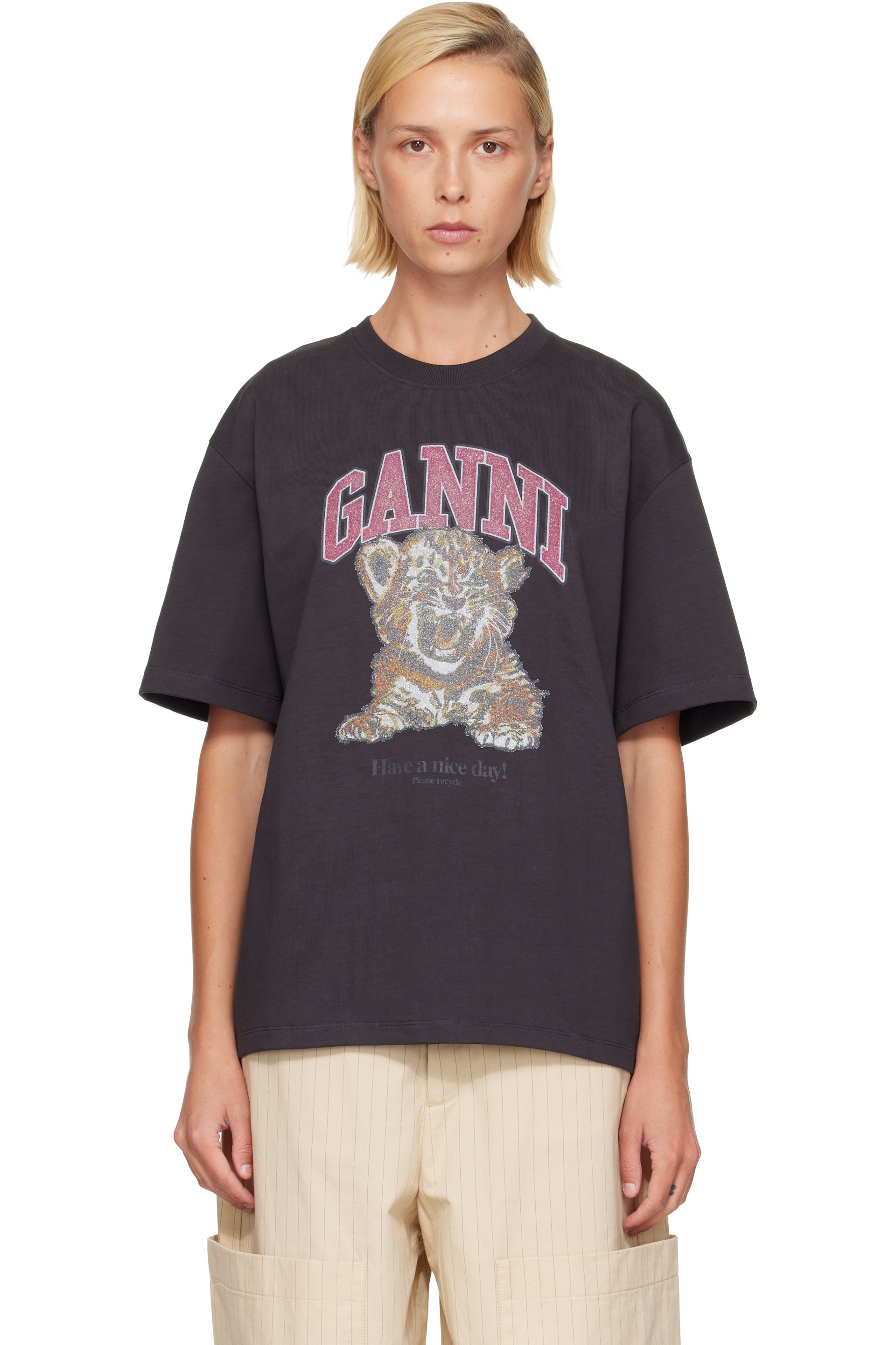 GANNI - Black Tiger T-shirt