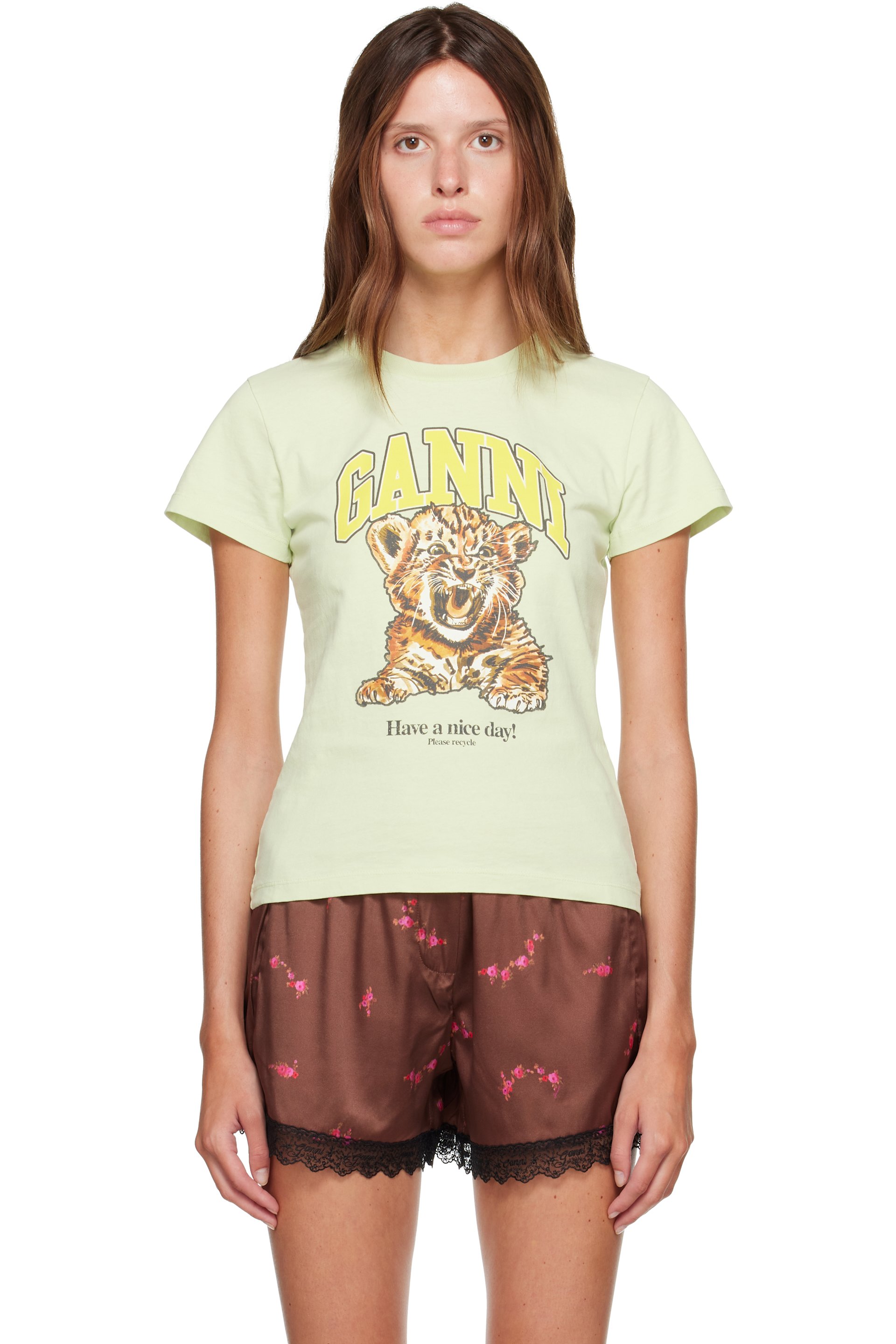 GANNI - Green Baby Fit Tiger T-shirt