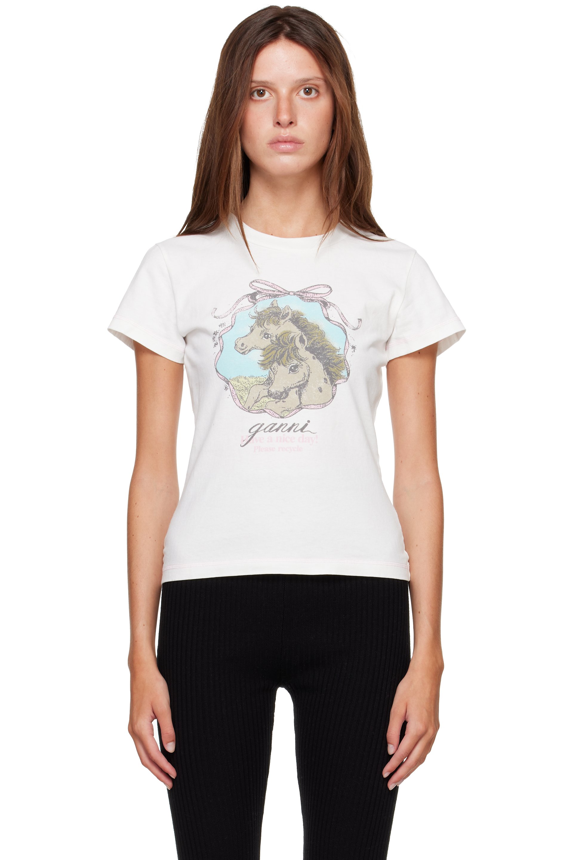 GANNI - White Qixi Basic Cotton Jersey Baby Fit T-shirt