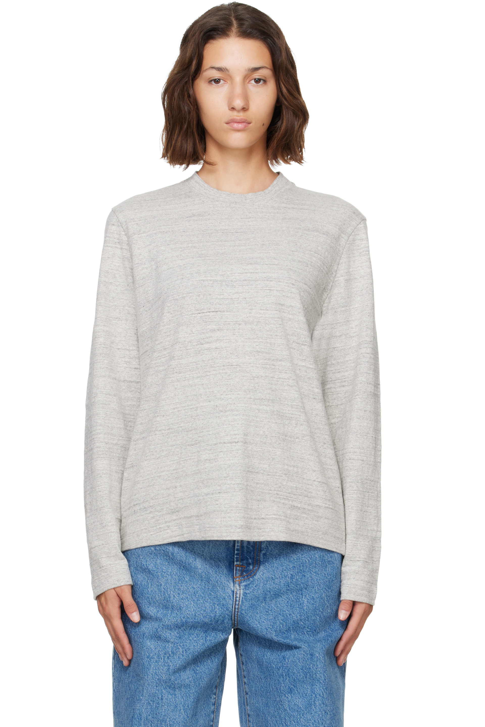 Róhe - Gray Mouliné Jersey Long Sleeve T-shirt