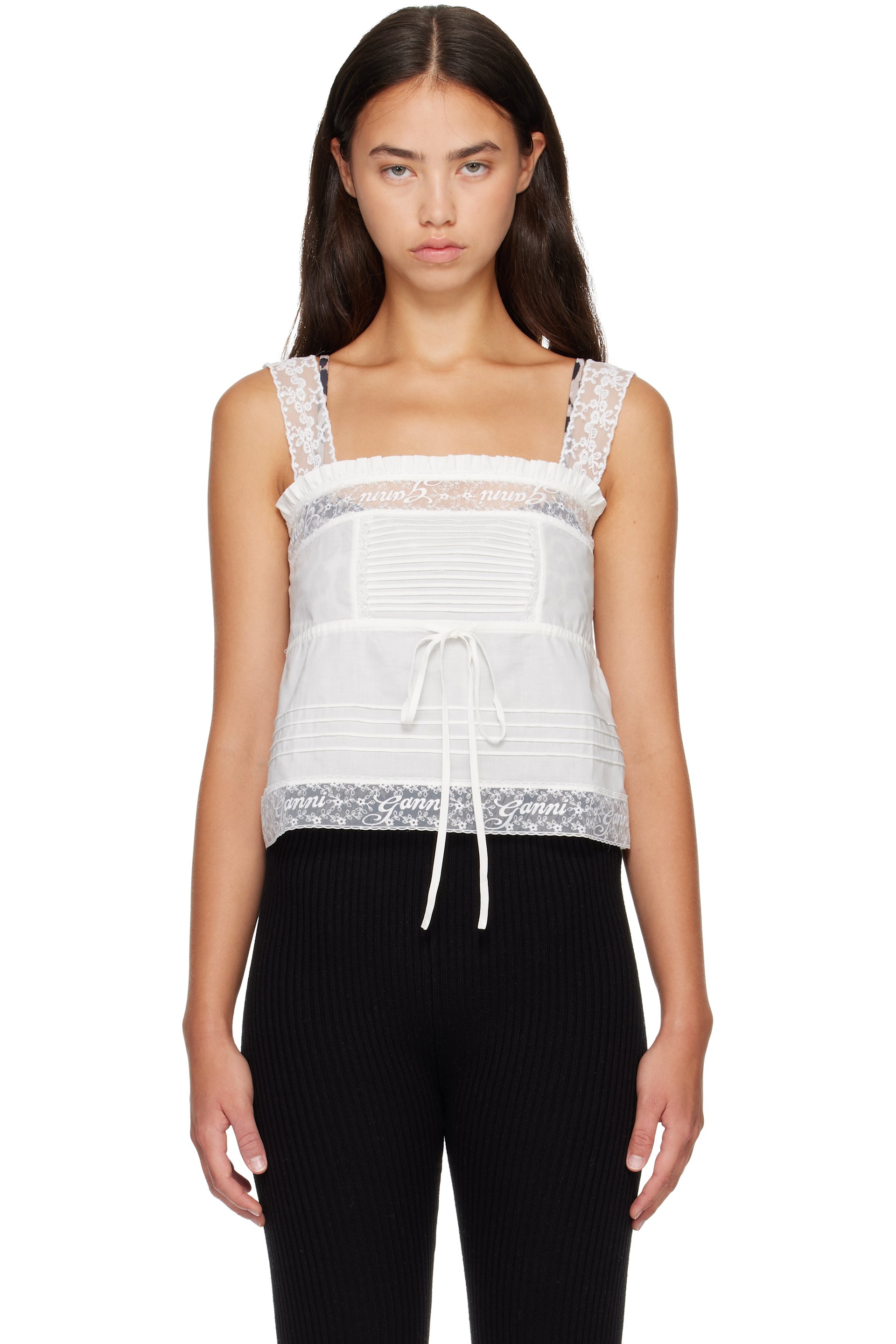 GANNI - White Cotton Top