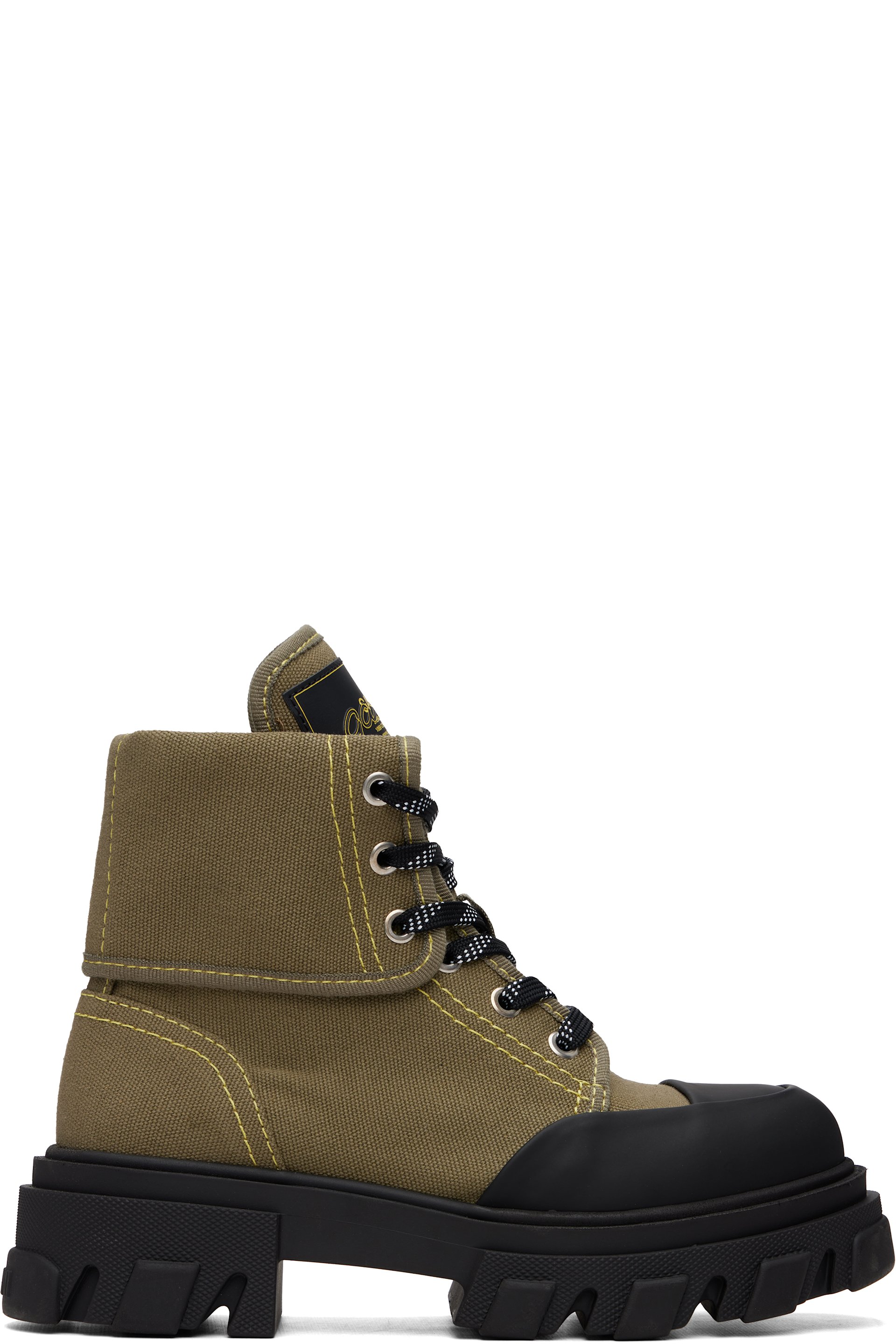 GANNI - Khaki Canvas Trail Boots