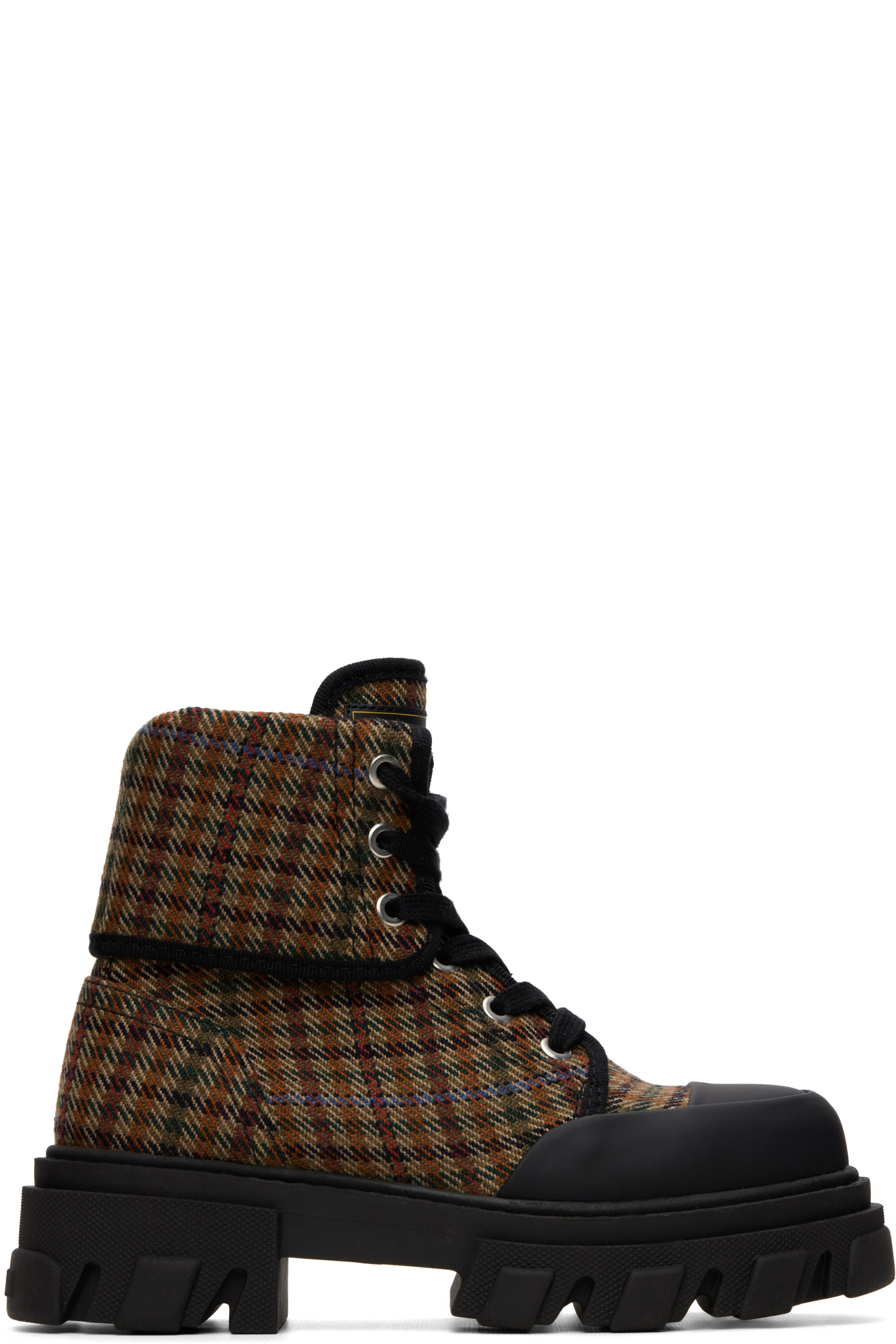 GANNI - Brown Cleated Canvas Boots