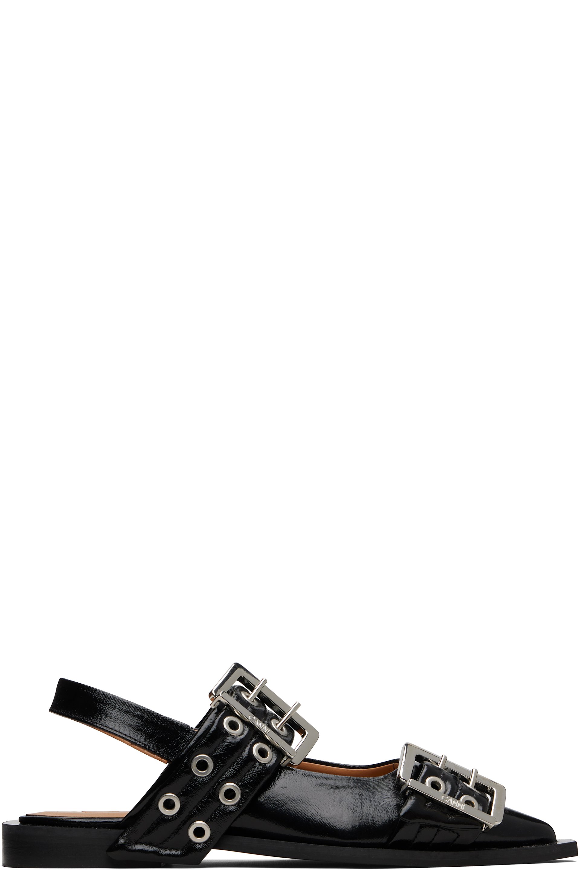 GANNI - Black Feminine Buckle Ballerina Flats