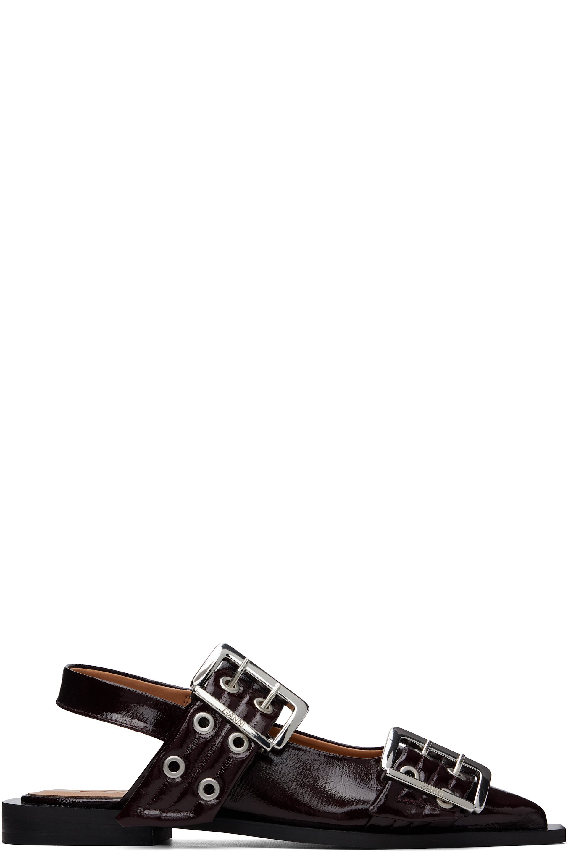GANNI - Black Feminine Buckle Ballerina Flats
