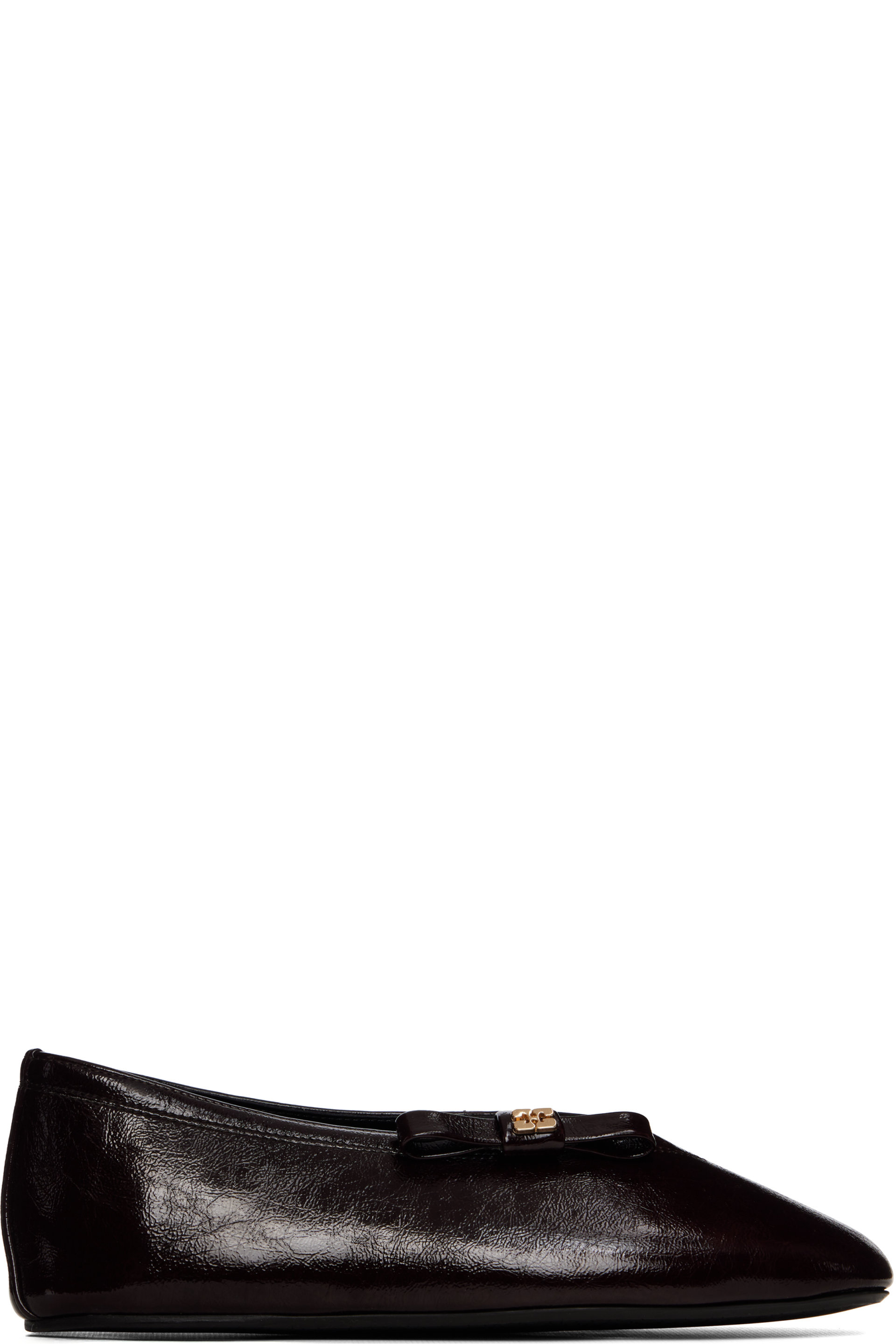 GANNI - Brown Jenny Bow Ballerina Flats