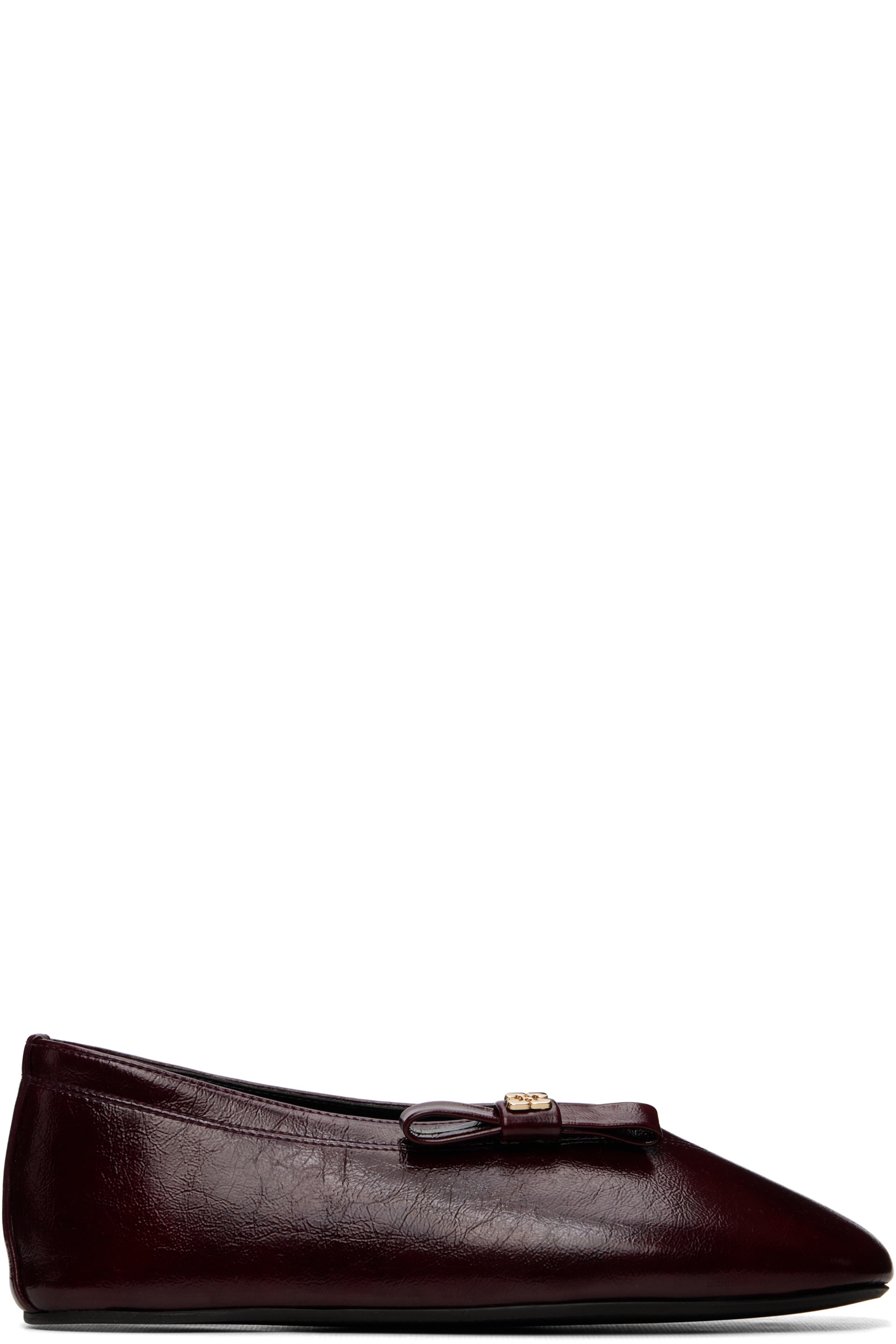 GANNI - Burgundy Jenny Bow Ballerina Flats