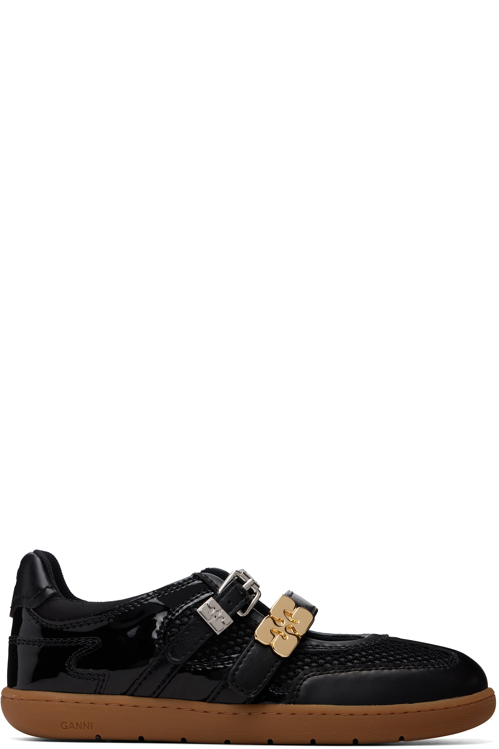 GANNI - Black Sue Double Strap Sneakers