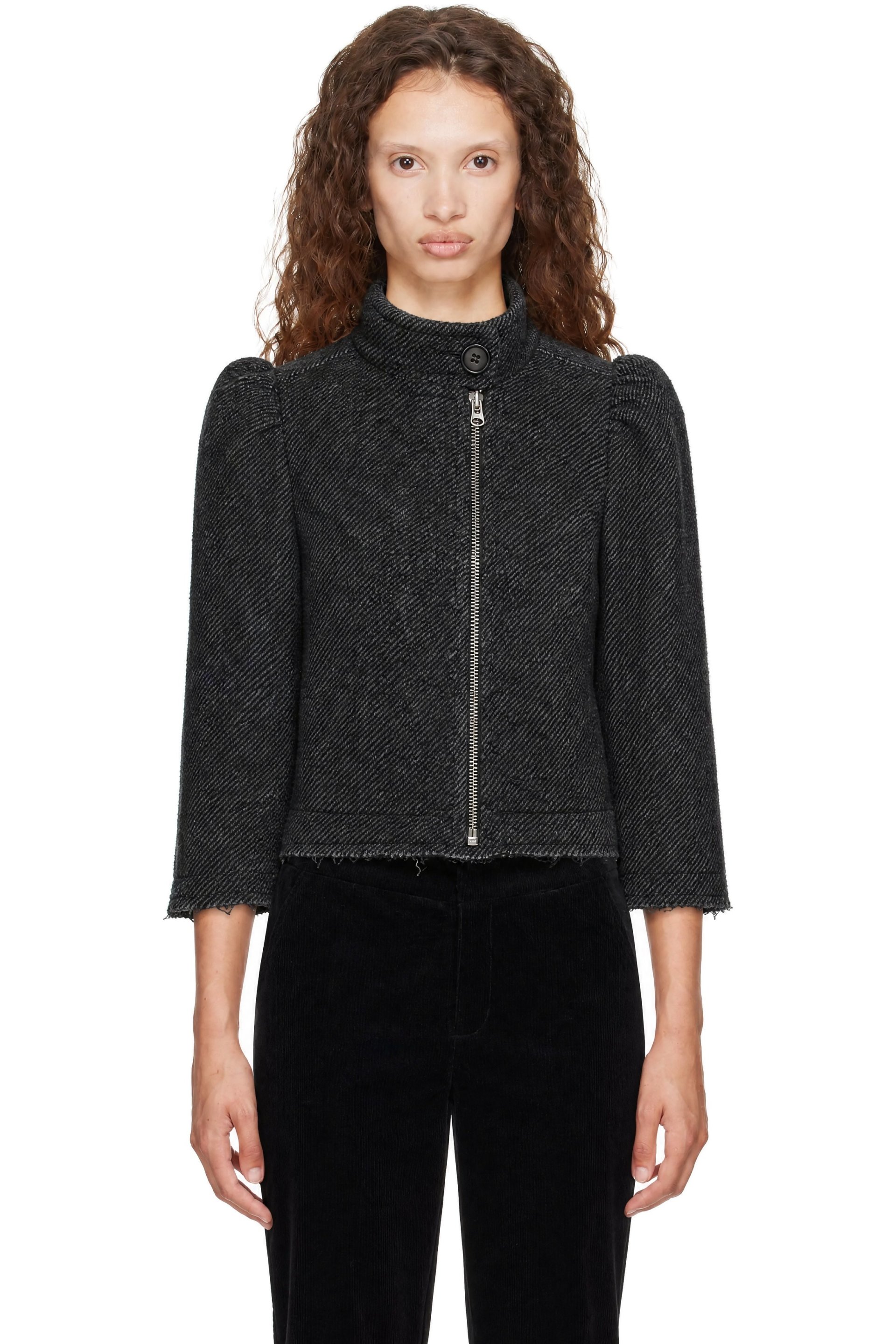 KNWLS - Gray Wool Tweed Zip Jacket