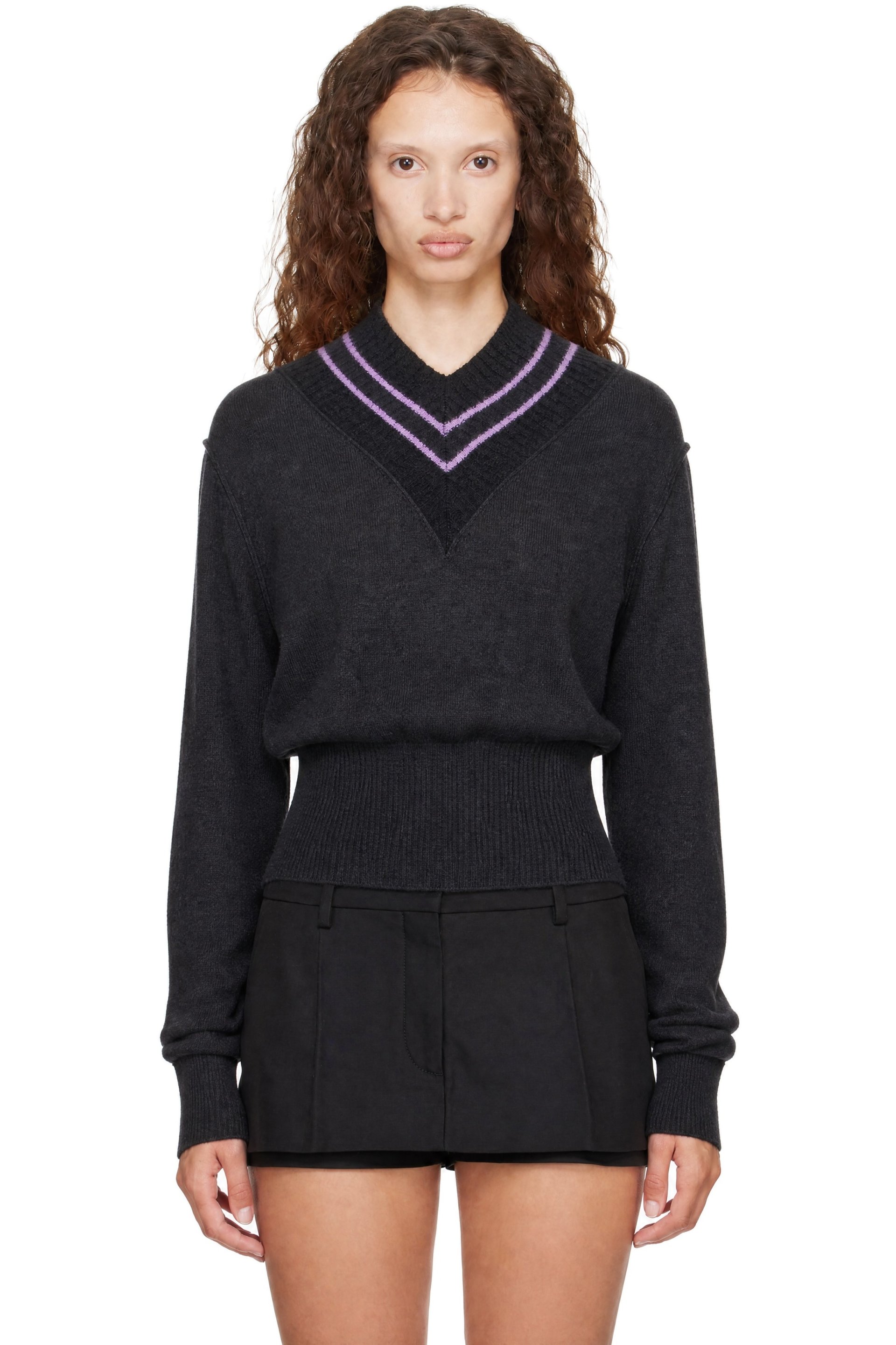 KNWLS - Gray Nora V Neck Sweater