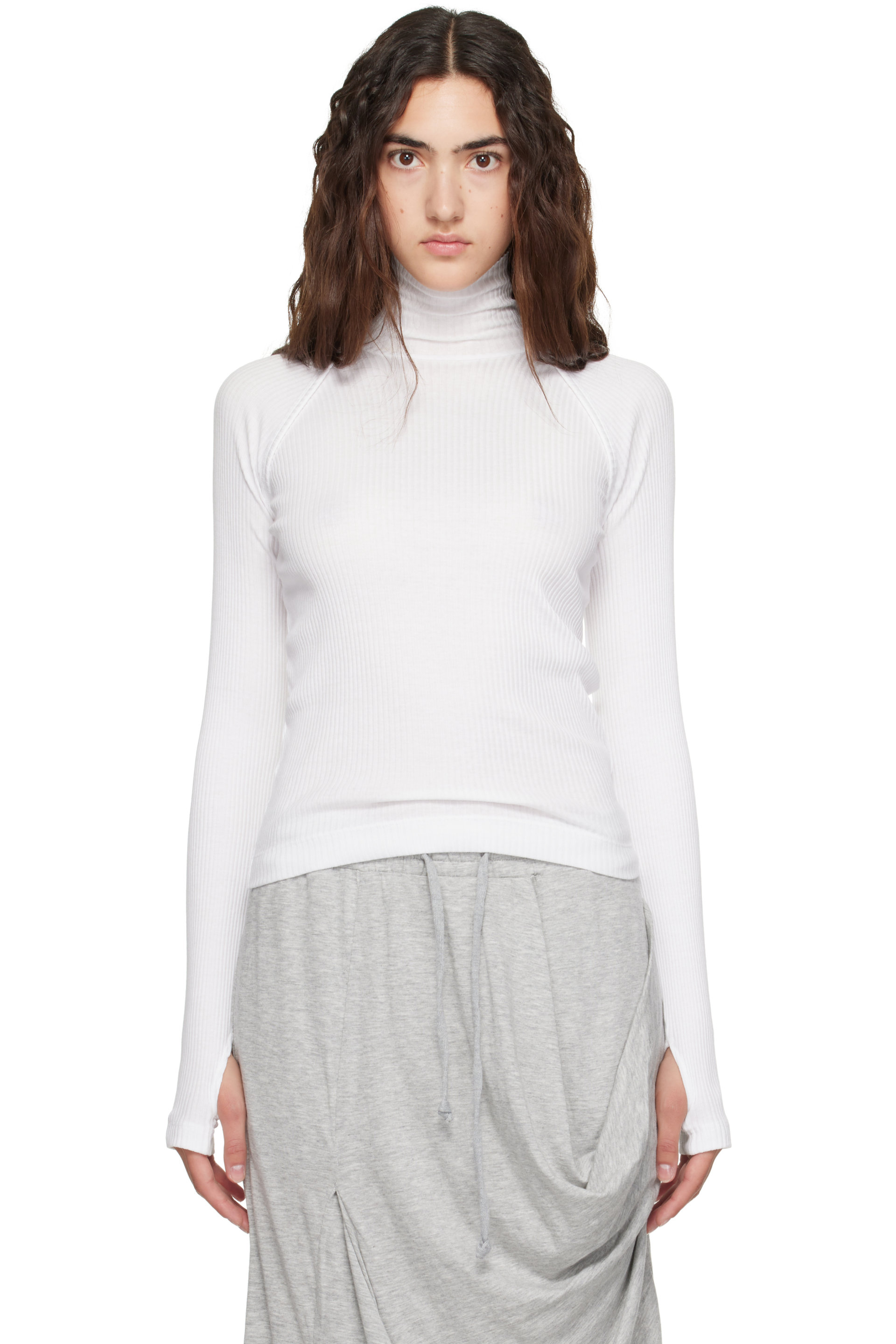 Helmut Lang - White Shrug Turtleneck