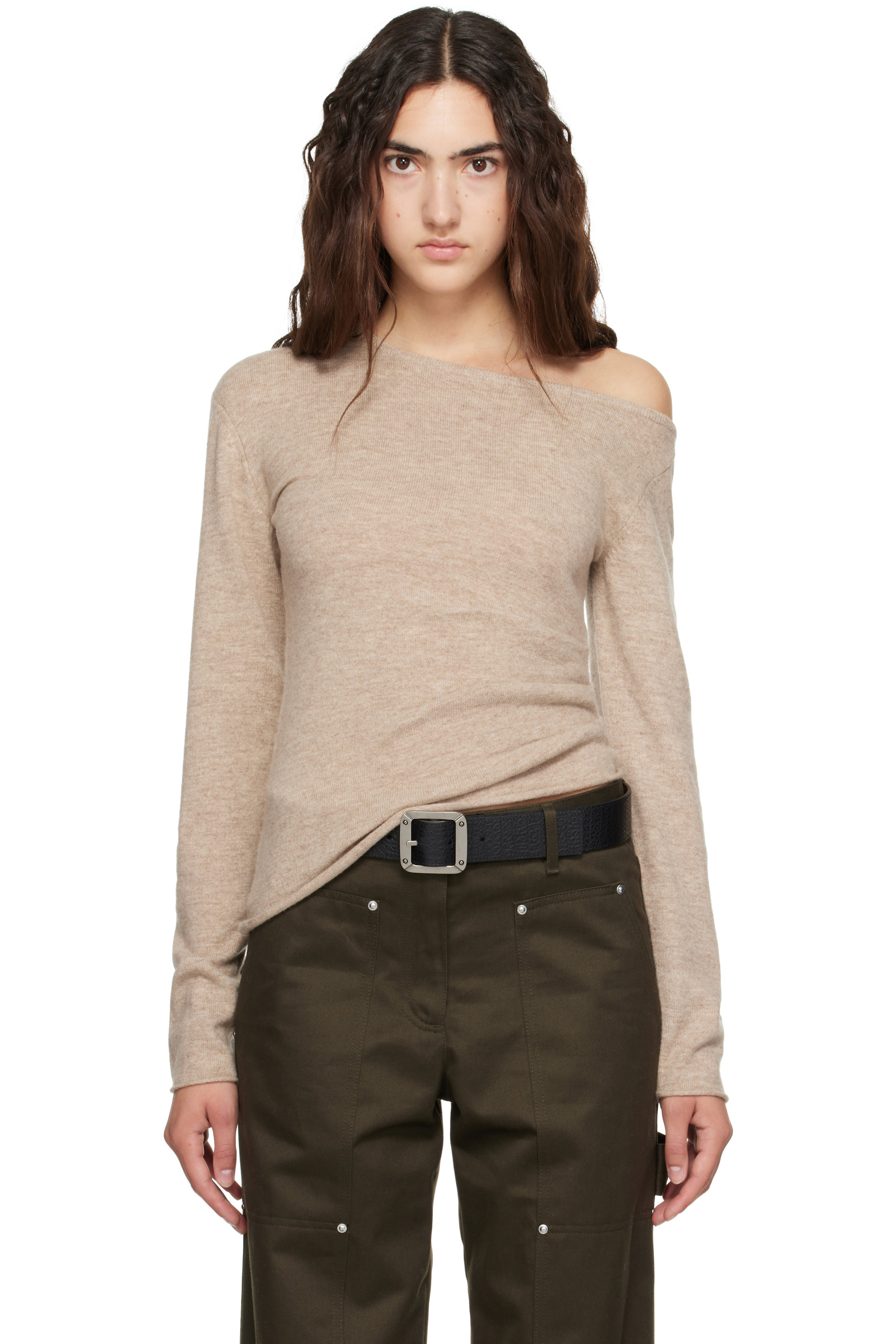 Helmut Lang - Taupe Asymmetric Sweater