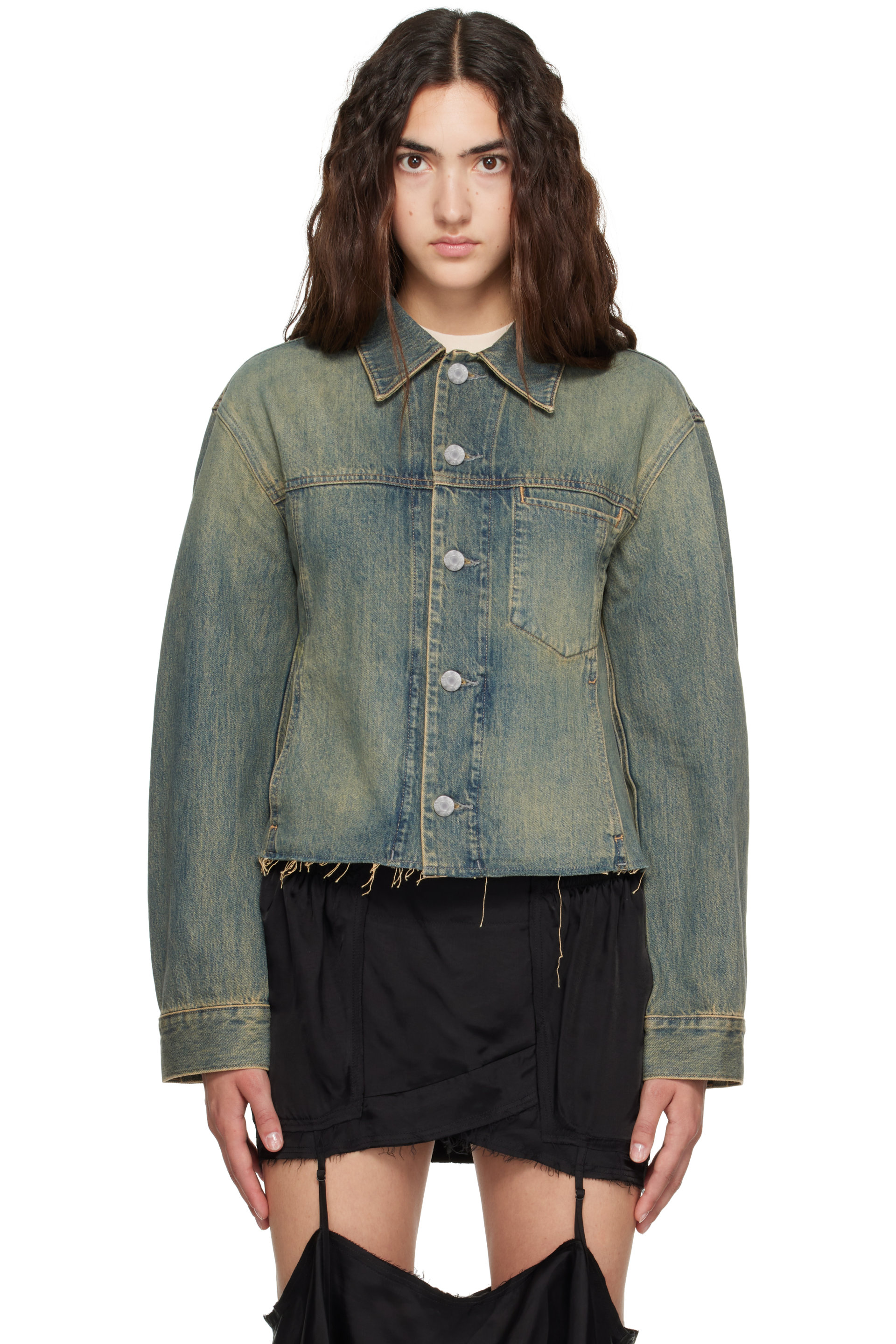 Helmut Lang - 蓝色 Raw Hem Trucker 牛仔夹克