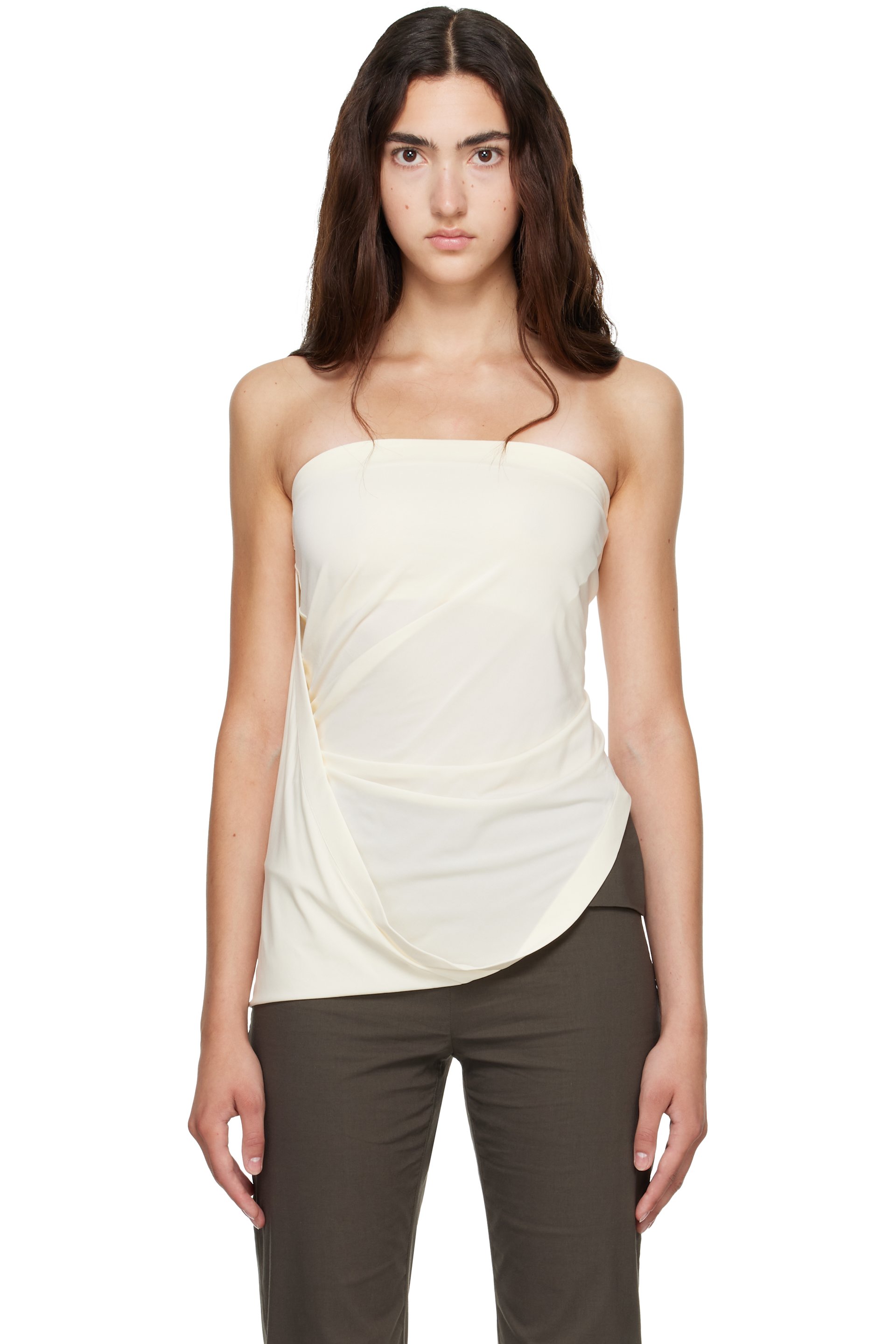 Helmut Lang - Off-White Twisted Tube Top