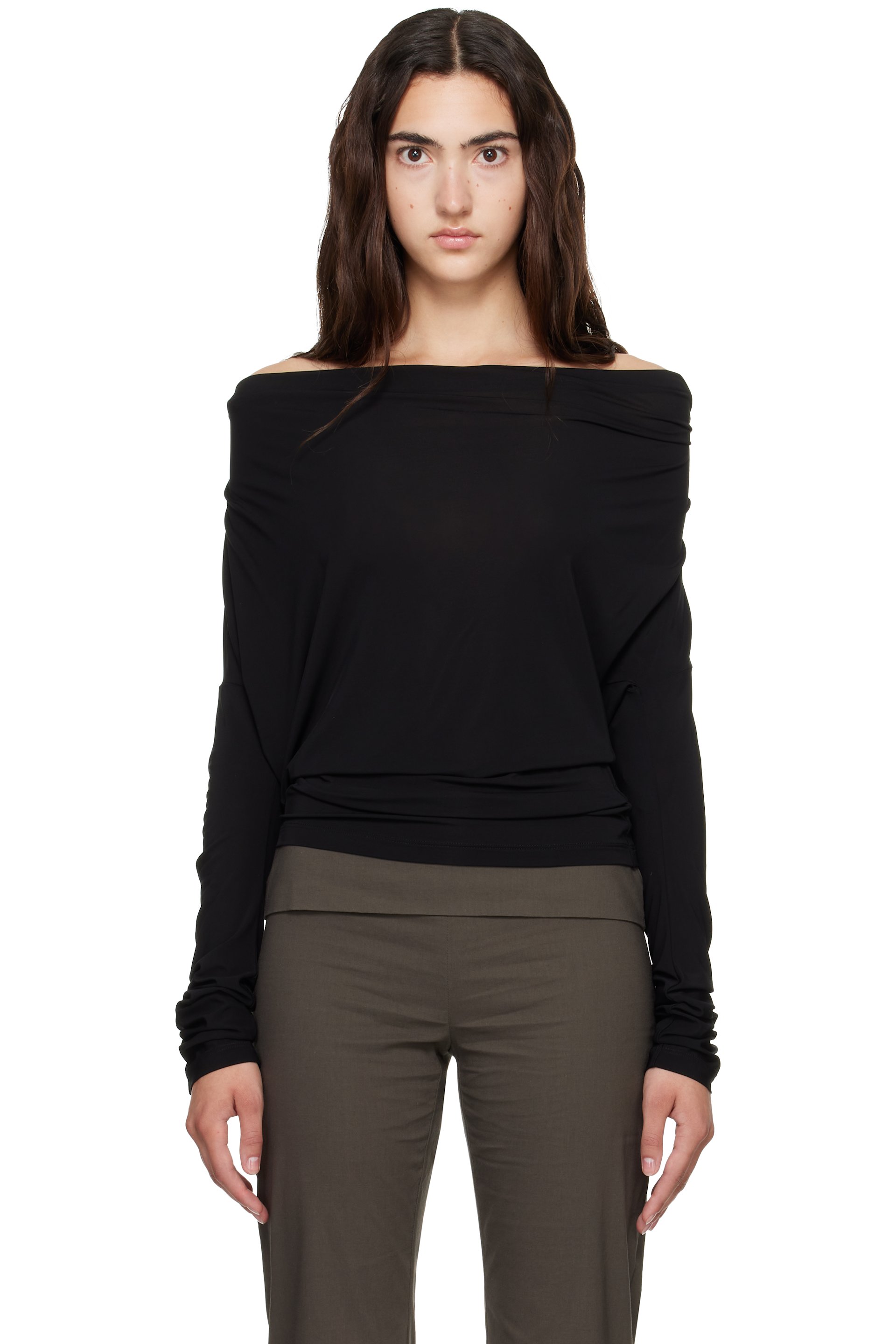 Helmut Lang - Black Cowl Long-Sleeve T-shirt