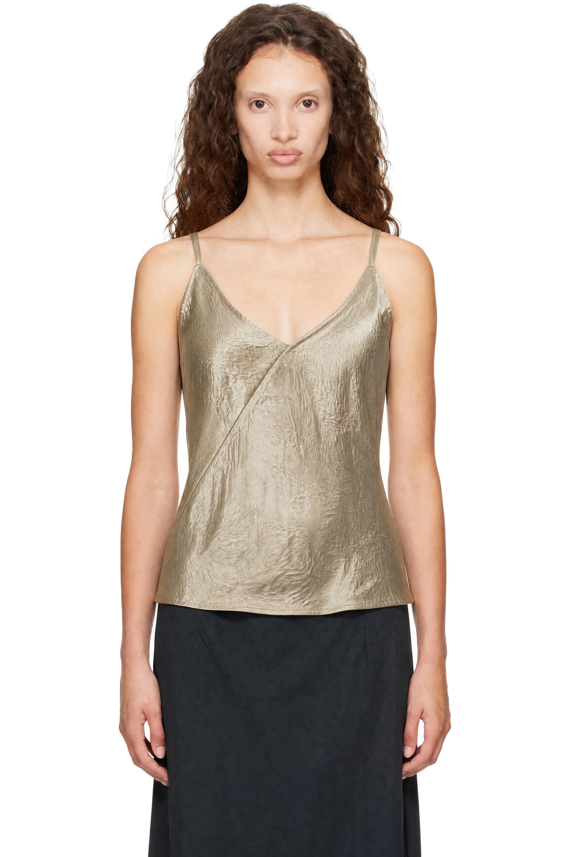 Helmut Lang - Green Crinkle Slip Top