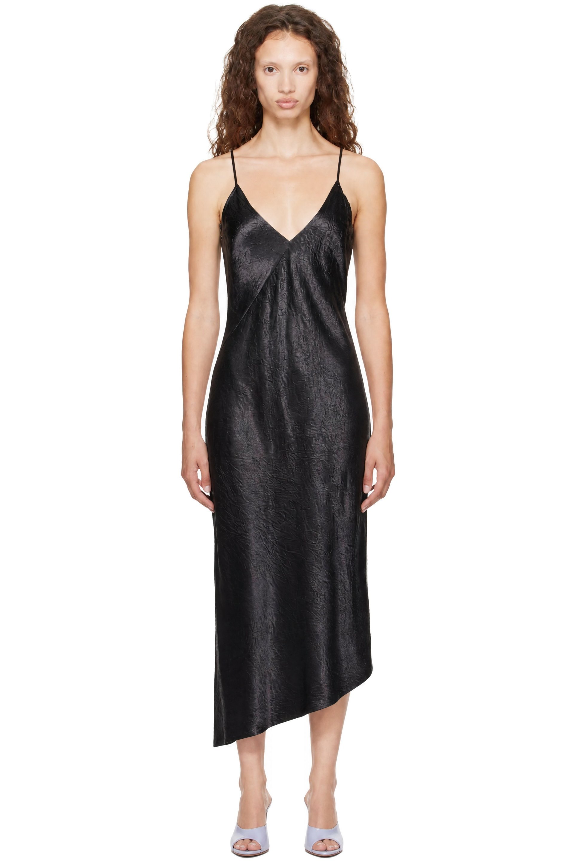 Helmut Lang - Brown Crinkle Slip Maxi Dress