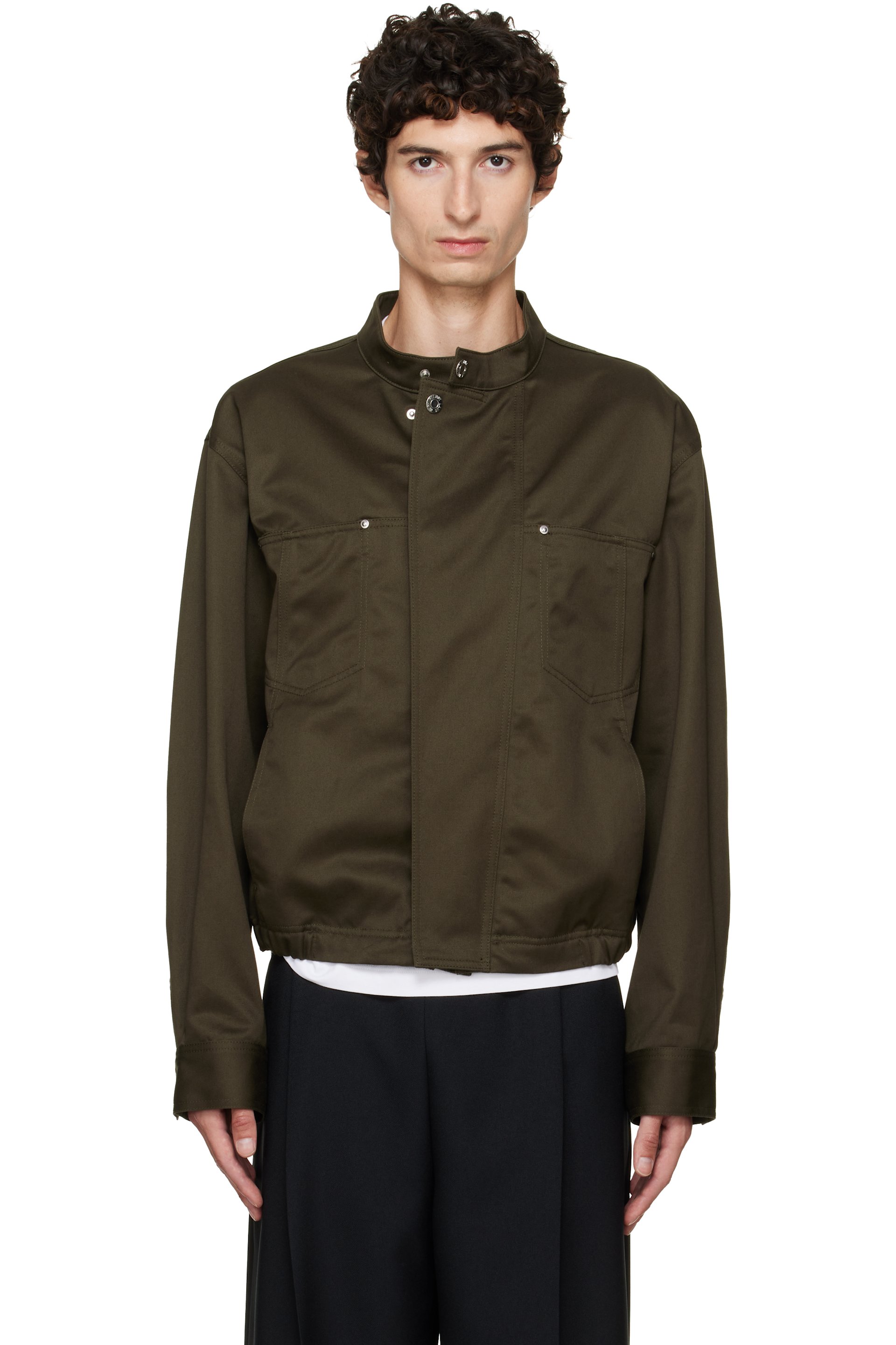 Helmut Lang - Green Moto Trucker Jacket