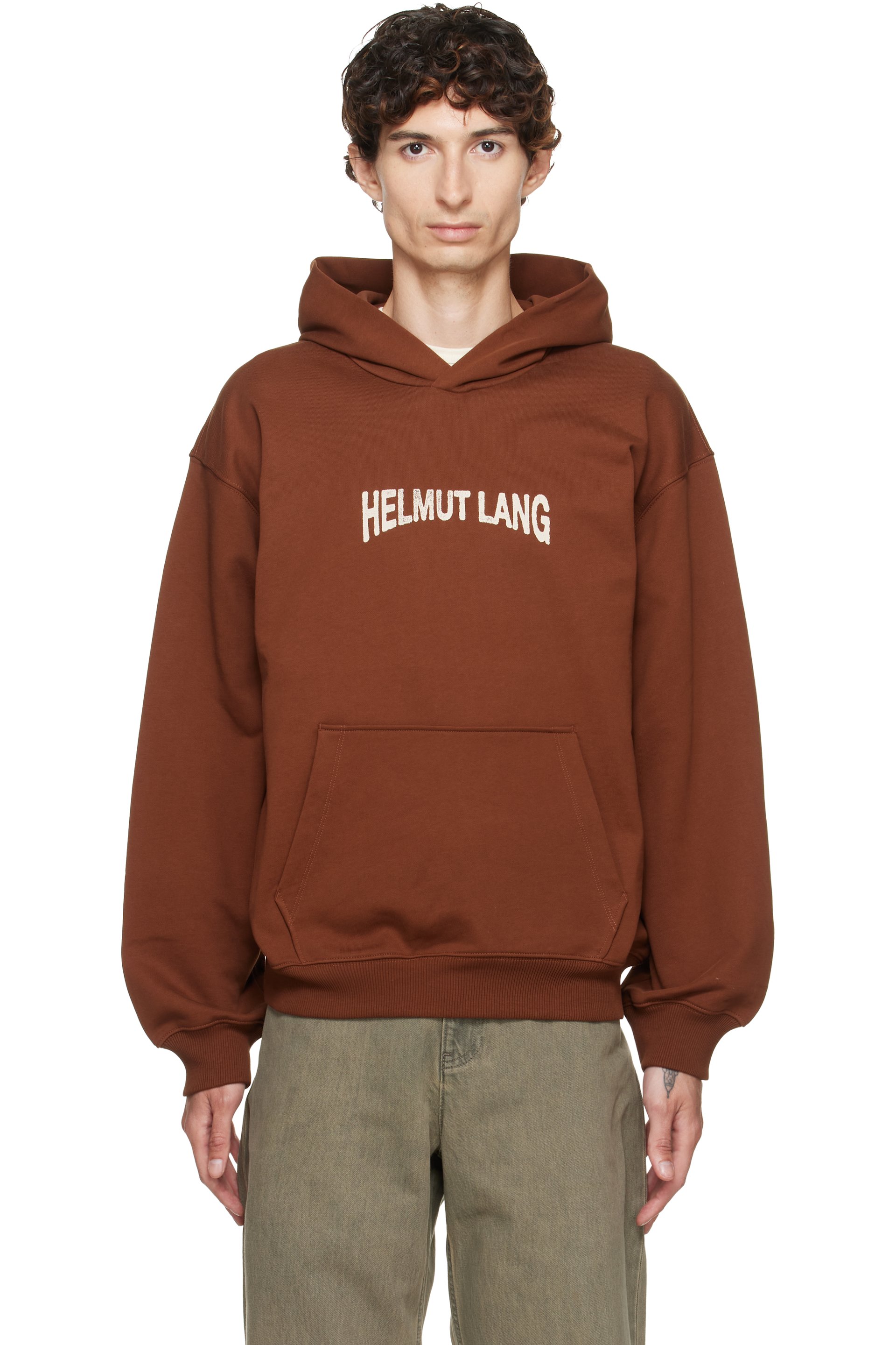 Helmut Lang - Brown Ticket Logo Hoodie