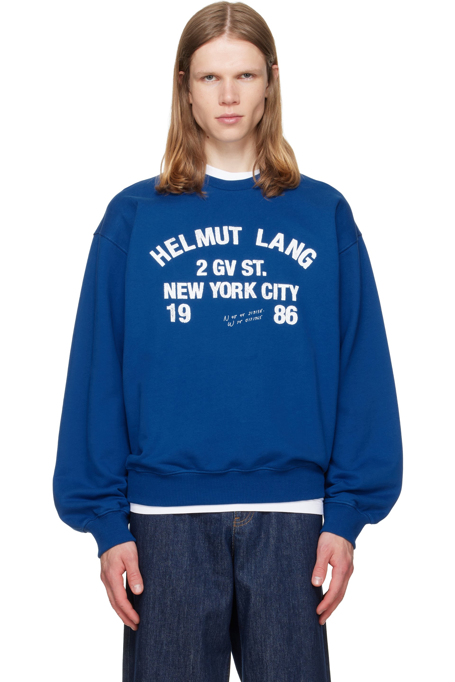 Helmut Lang - Blue Varsity Crew Sweatshirt