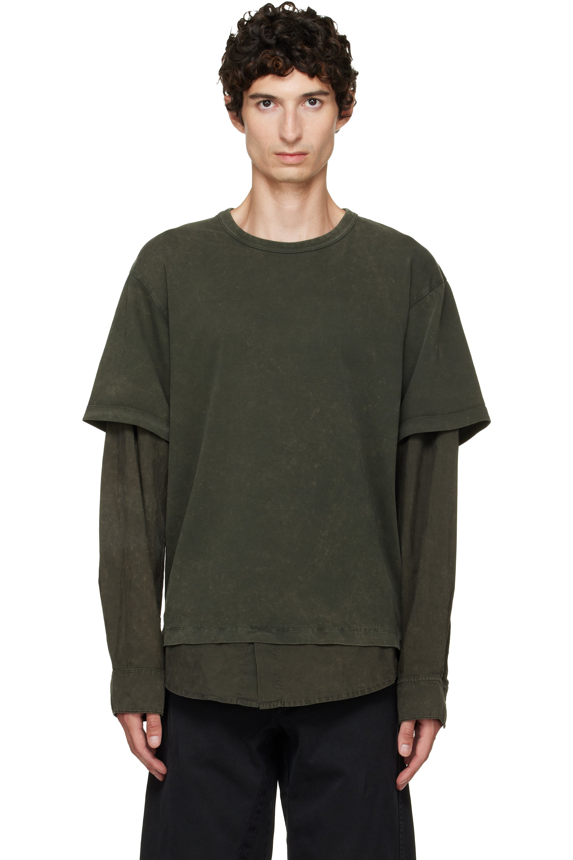 Helmut Lang - Green Shirt Layer T-shirt