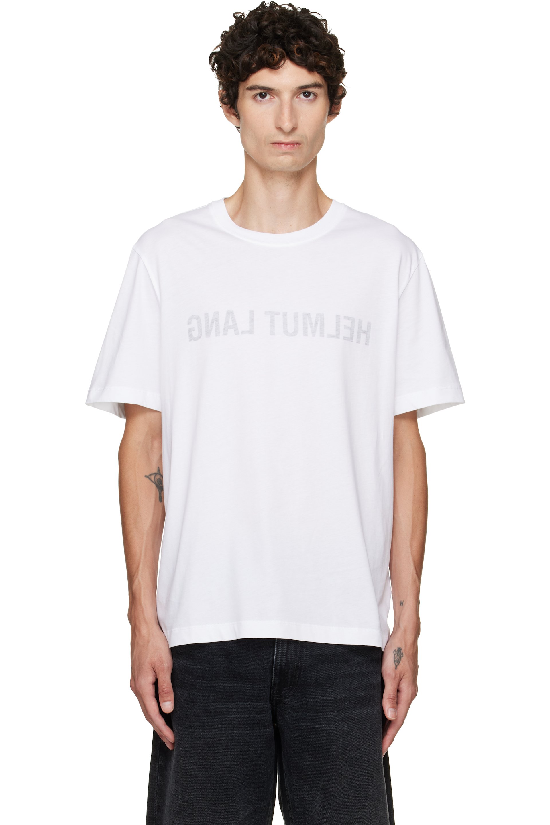 Helmut Lang - White Reverse Logo T-shirt