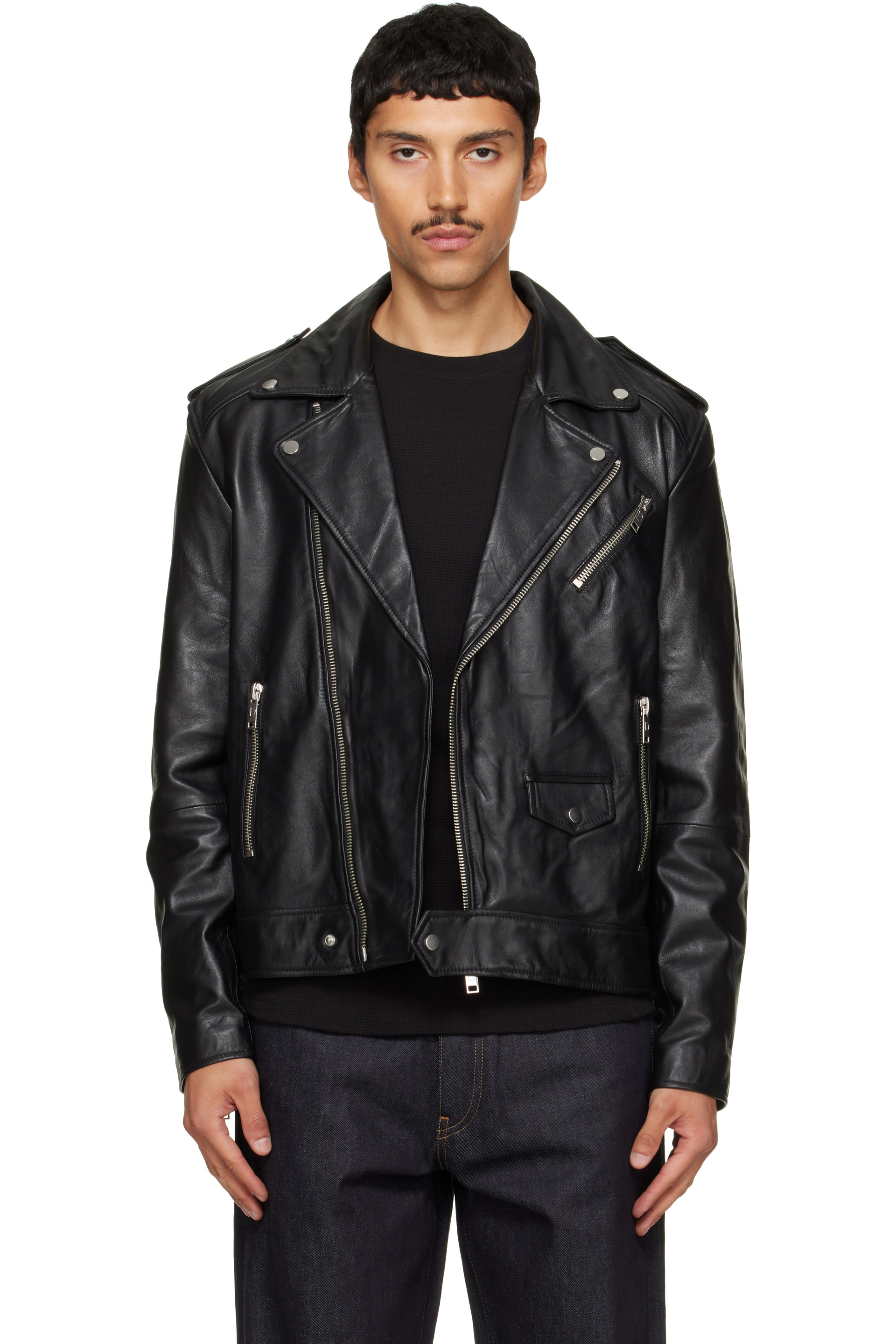 Deadwood - Black River Leather Biker Jacket