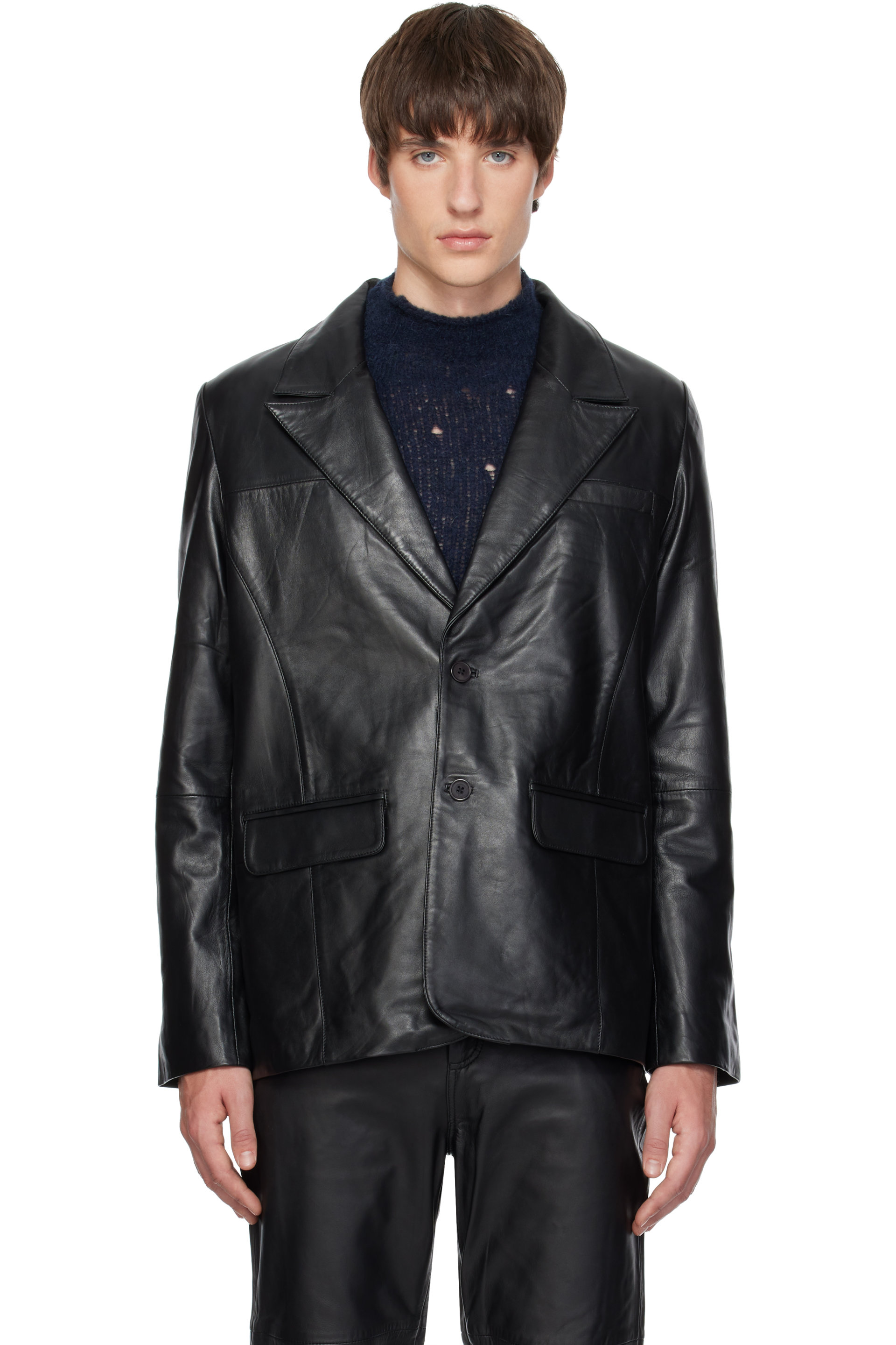Deadwood - Veston Stanley noir en cuir
