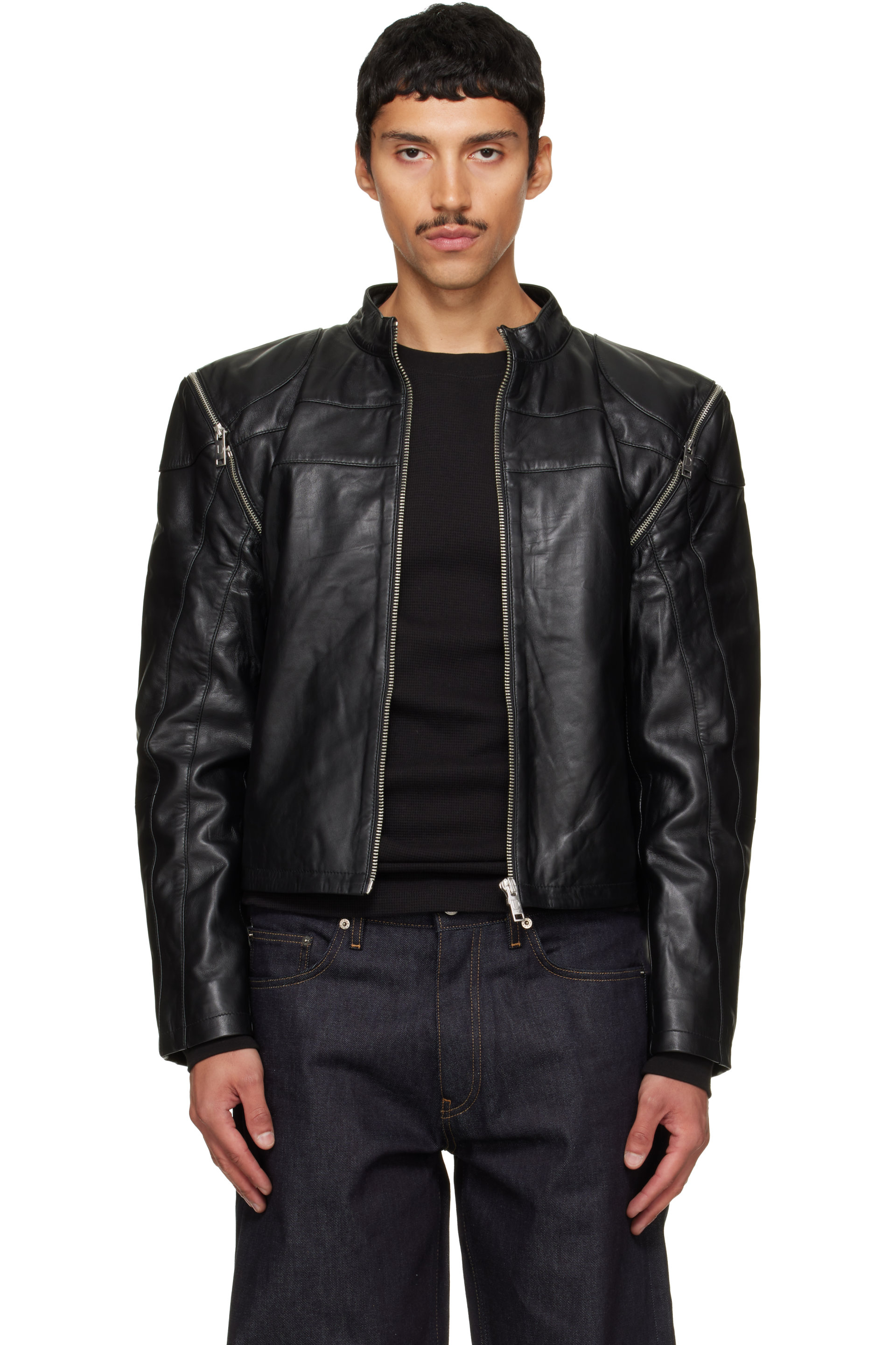 Deadwood - Black Dita Detachable Sleeves Leather Jacket