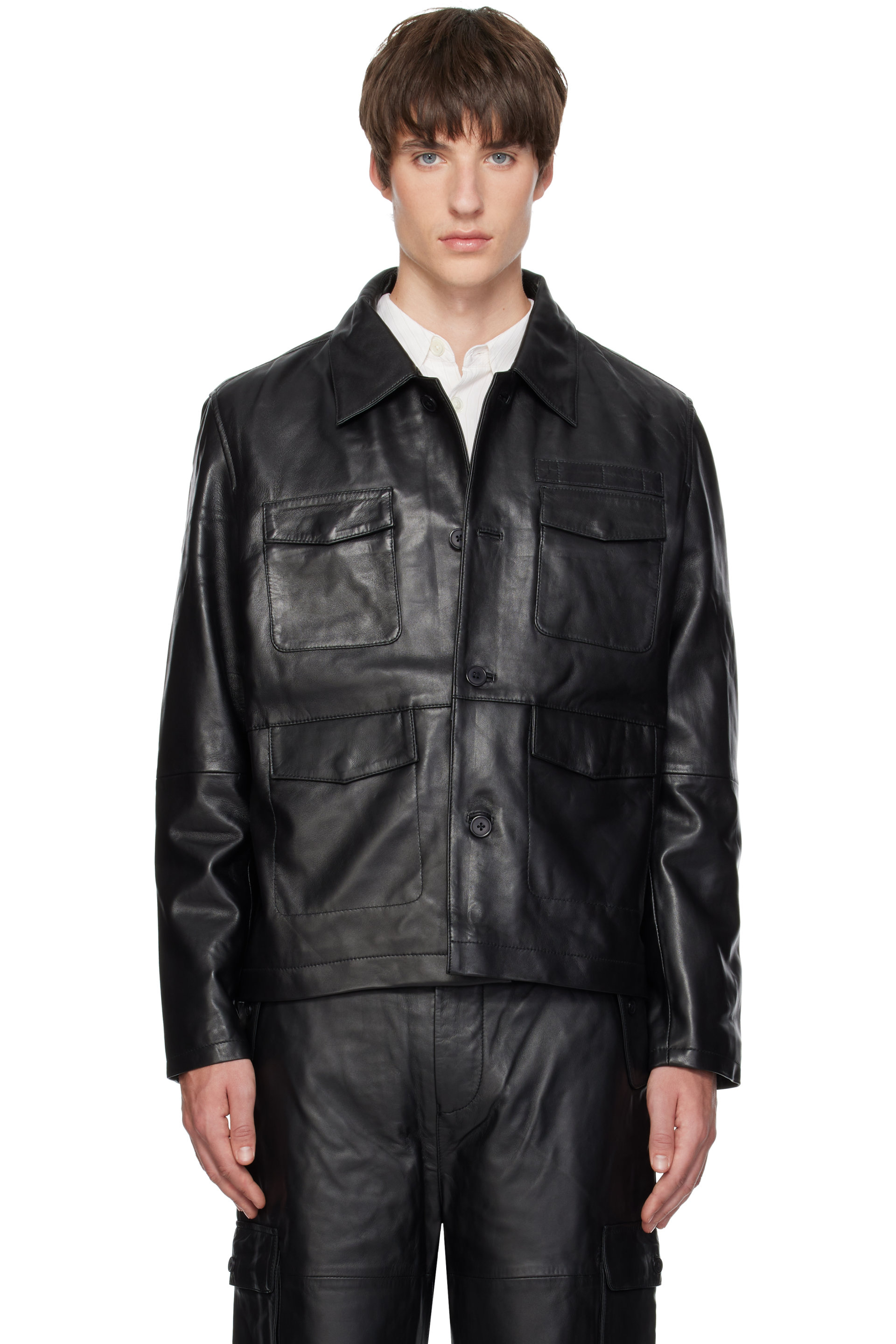 Deadwood - Blouson Gobi noir en cuir