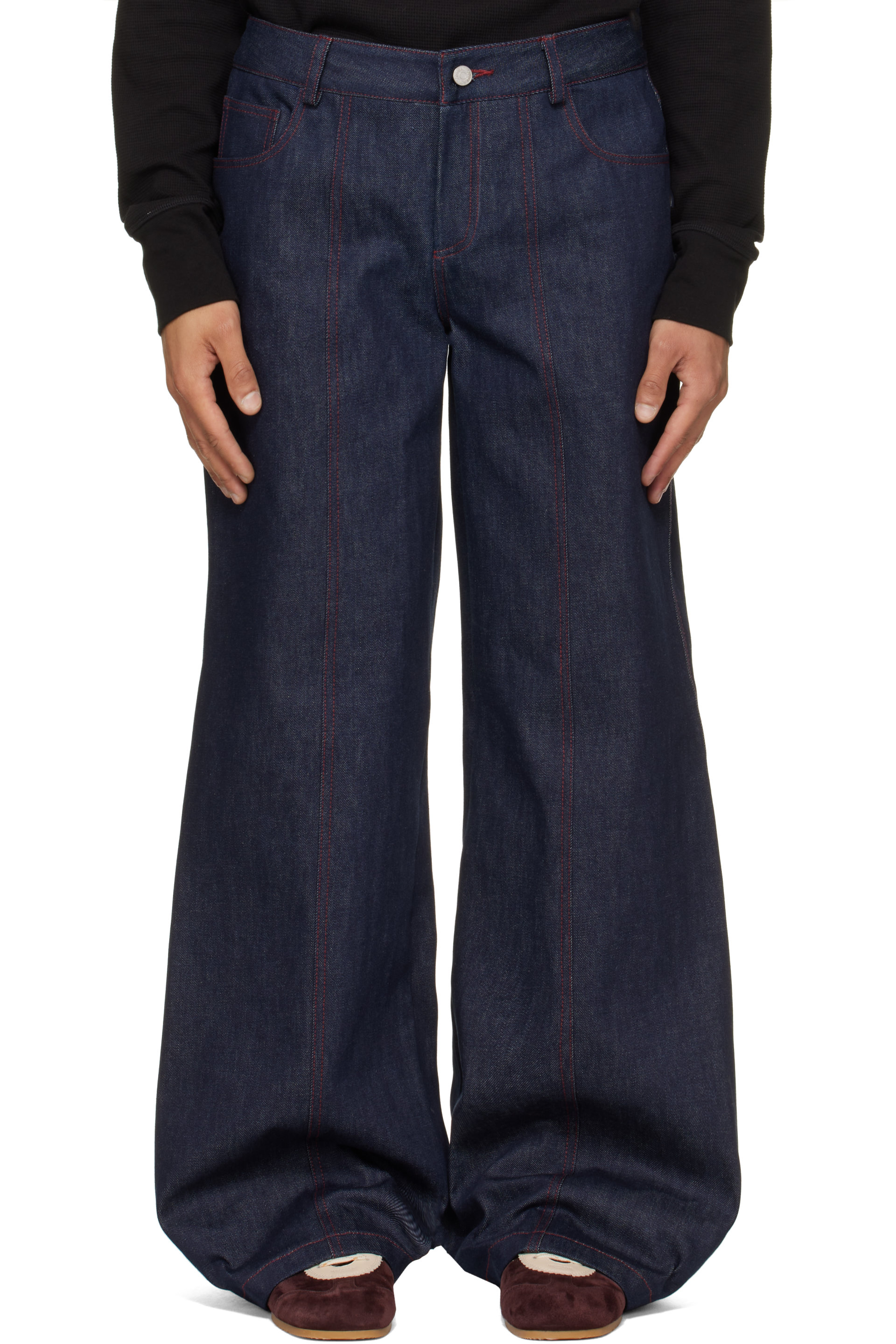 Deadwood - Navy Progress Wide-Leg Denim Jeans
