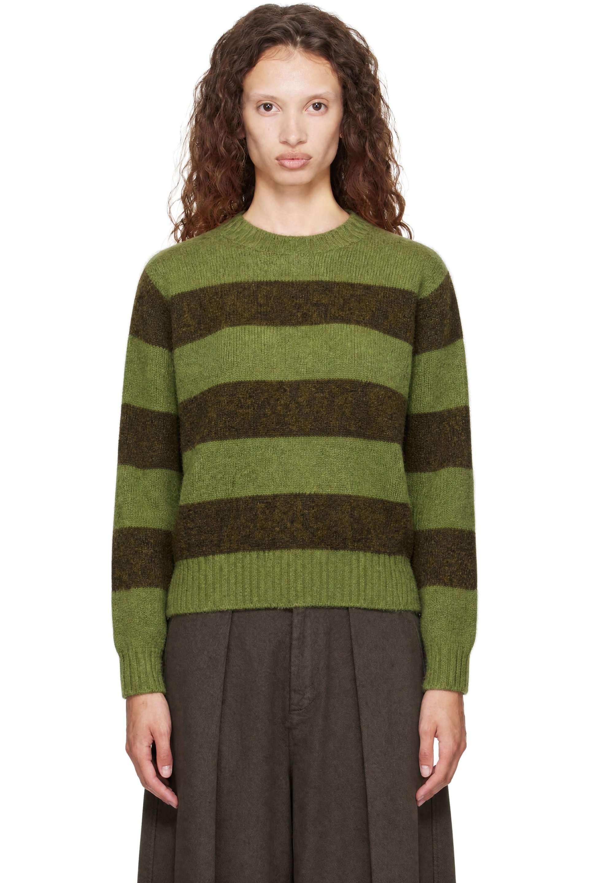 YMC - Green Jets Stripe Sweater