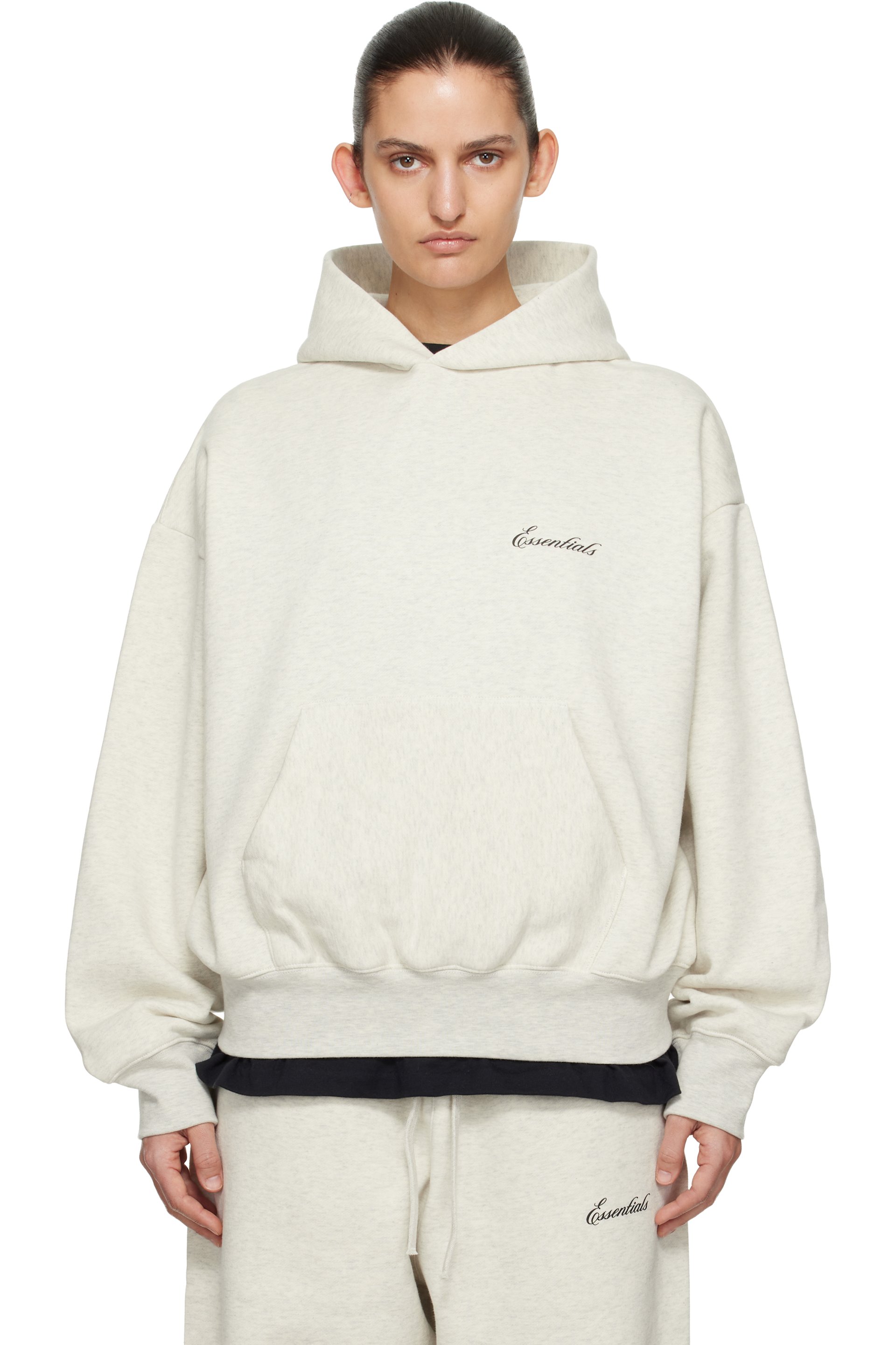 Fear of God ESSENTIALS - Pull à capuche blanc cassé