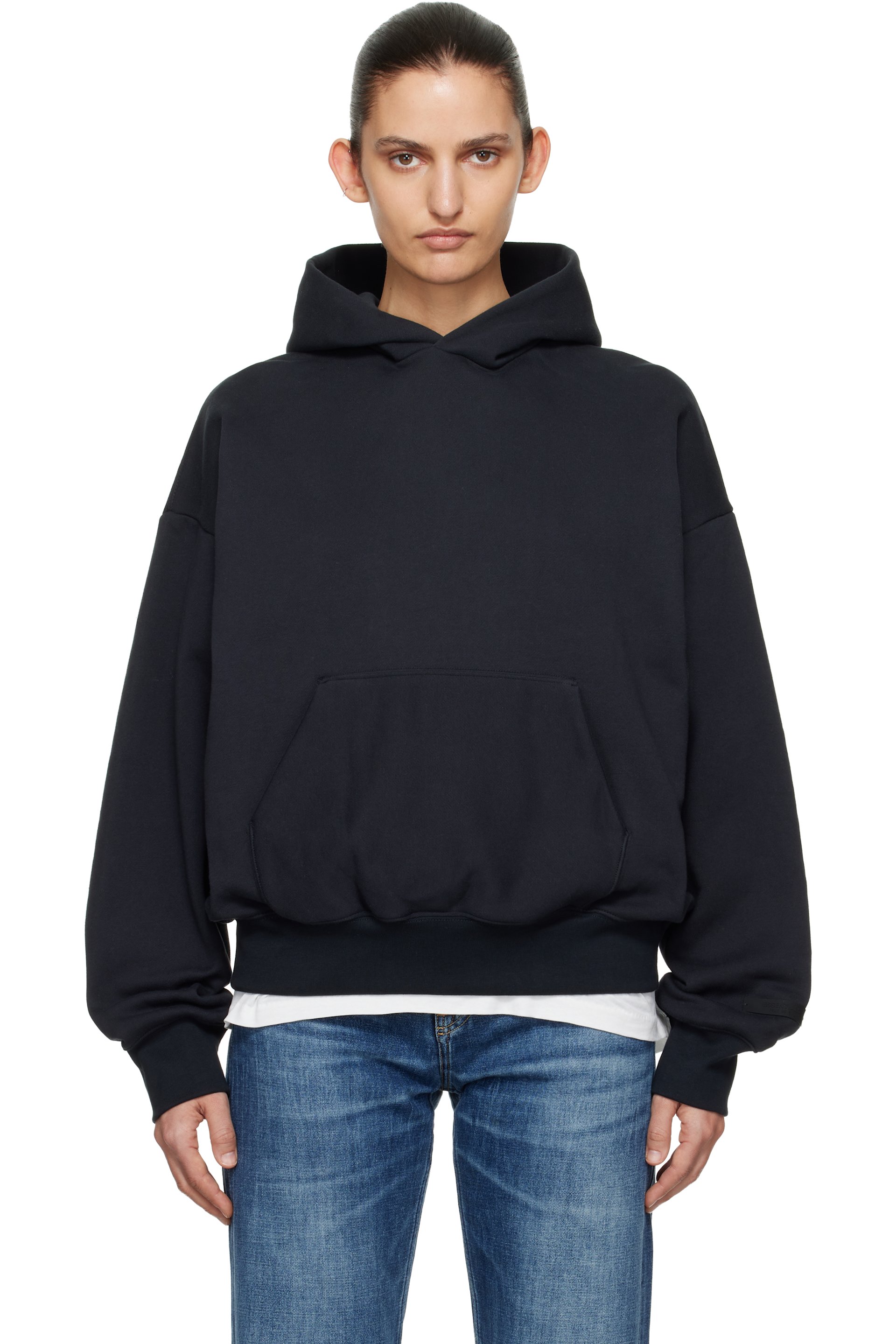Fear of God ESSENTIALS - Pull à capuche noir à coupe classique