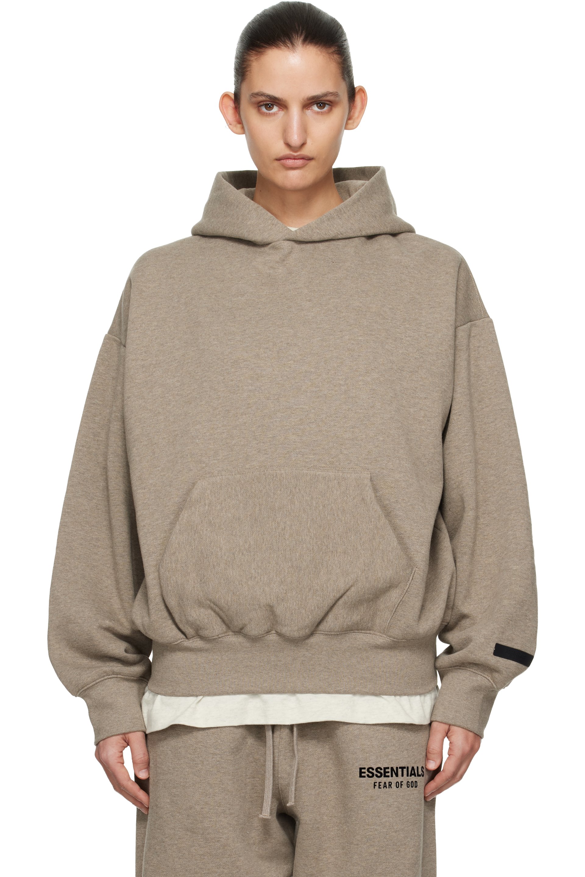 Fear of God ESSENTIALS - Pull à capuche beige à coupe classique