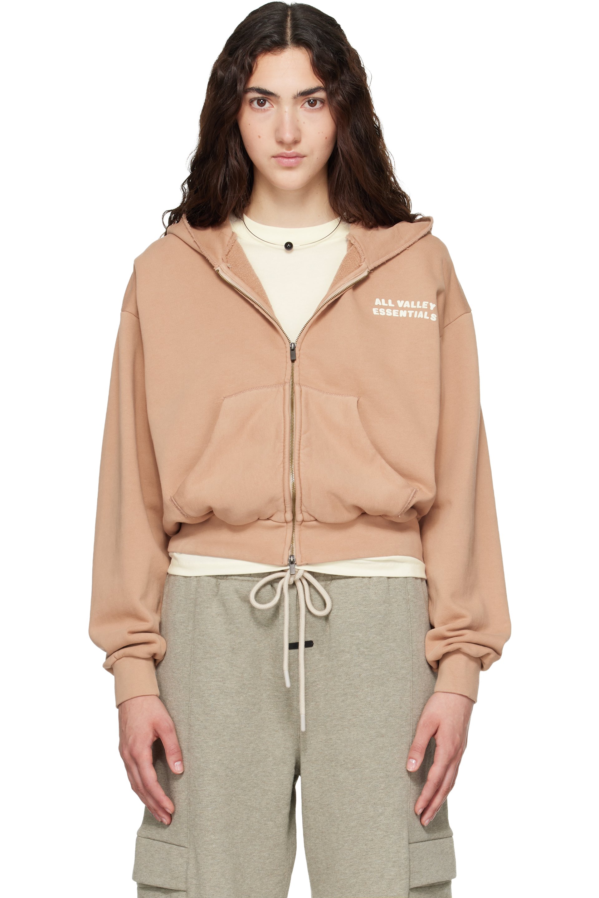 Fear of God ESSENTIALS - Tan Full Zip Hoodie