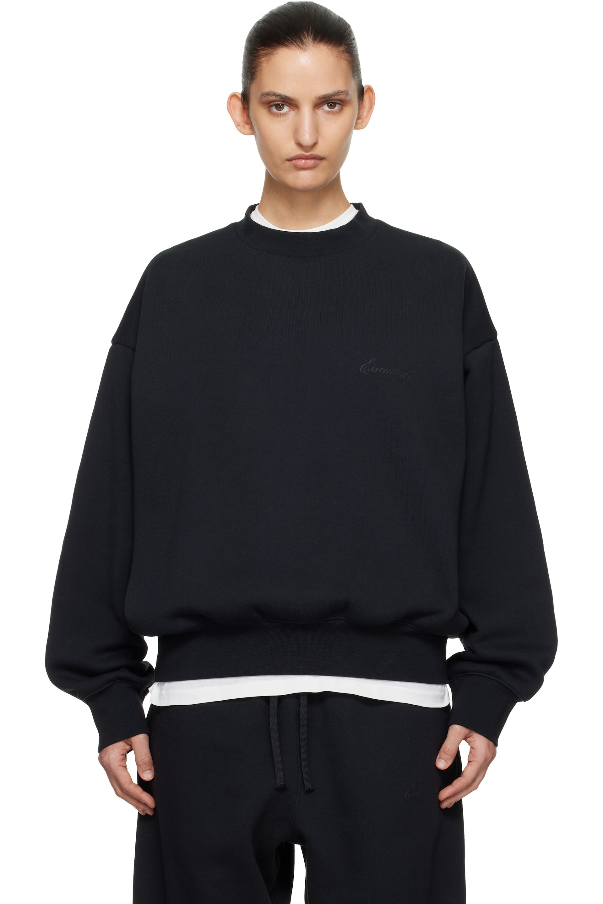 Fear of God ESSENTIALS - Black Classic Crewneck Sweatshirt
