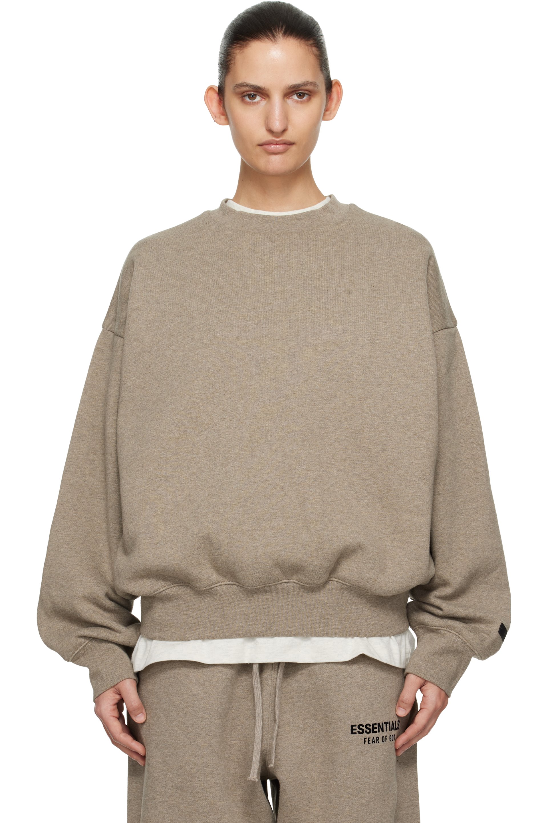 Fear of God ESSENTIALS - Beige Classic Crewneck Sweatshirt