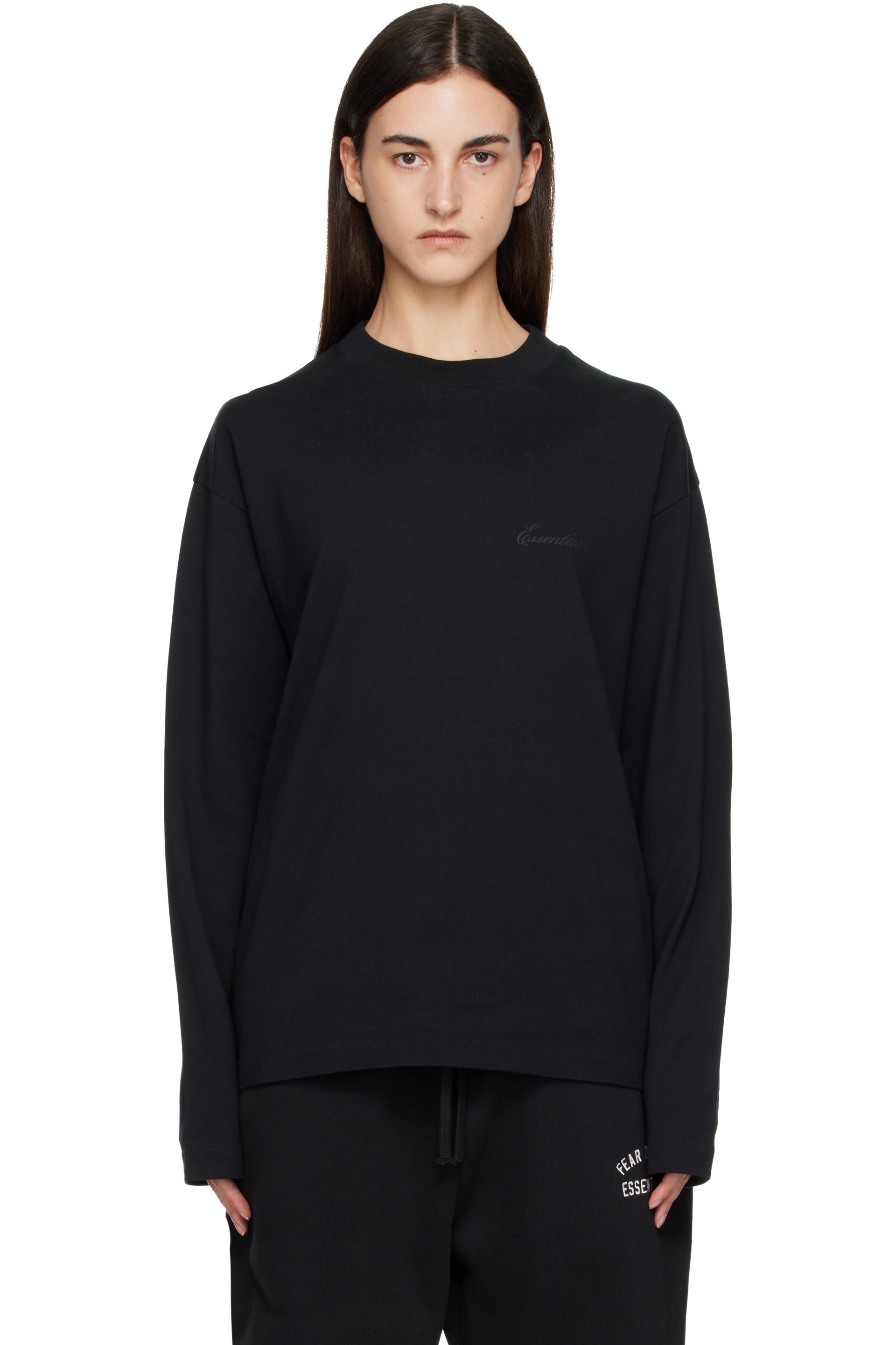 Fear of God ESSENTIALS - Black Classic Fit Long Sleeve T-shirt